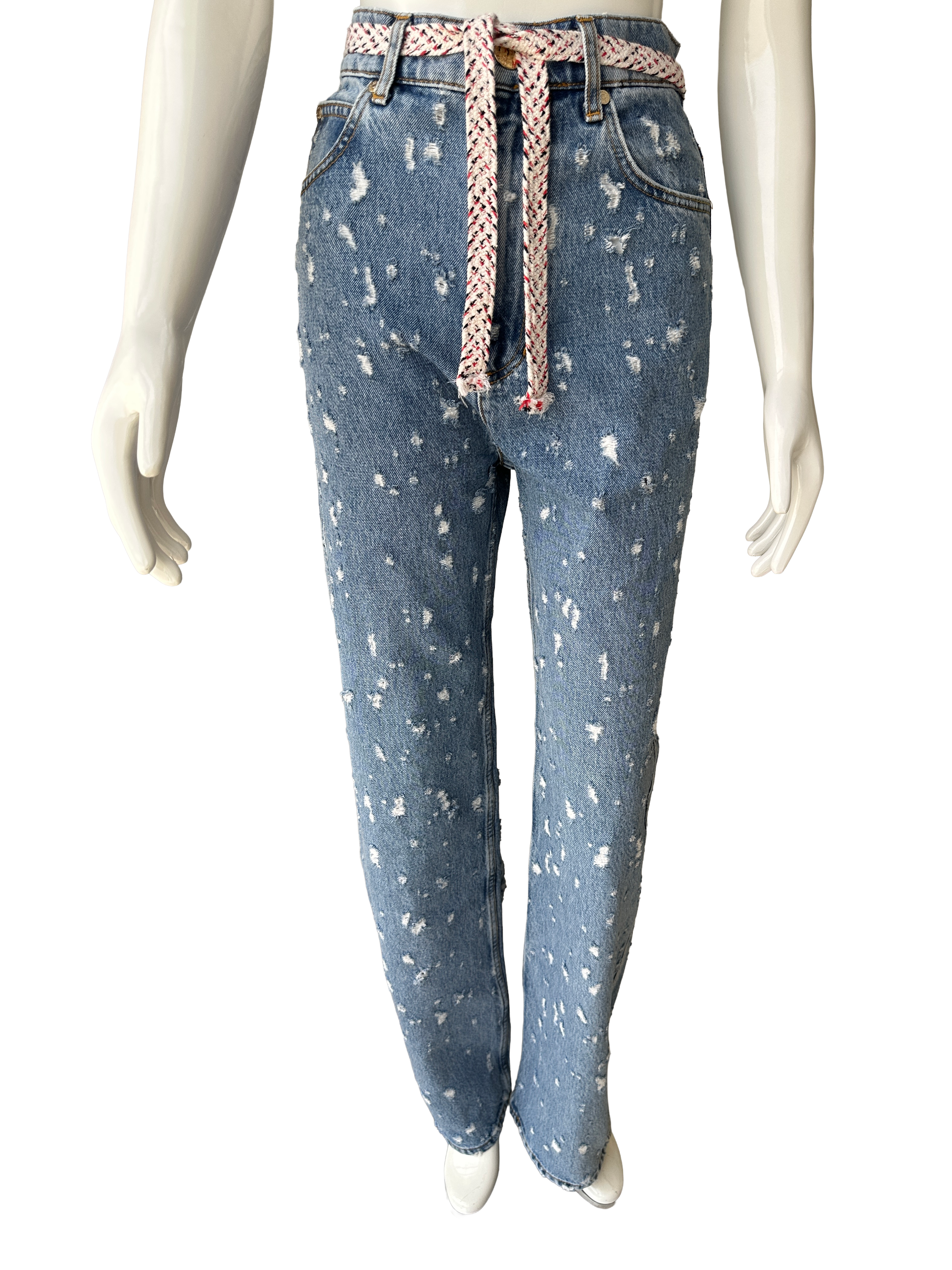 Sandro Ripped Blue Jean with belt - size 36