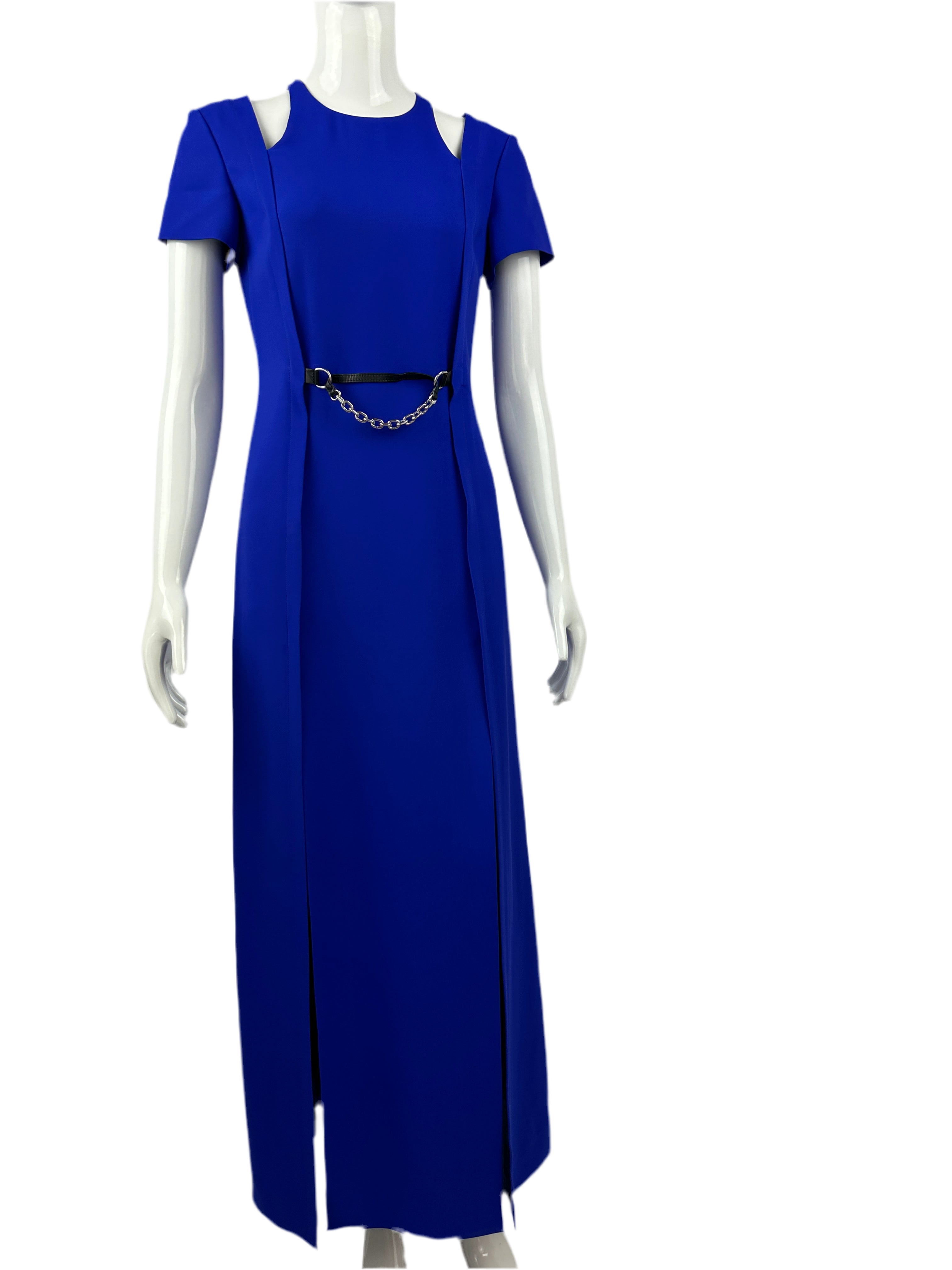 Louis vuitton long blue dress with front waist chain - size 36
