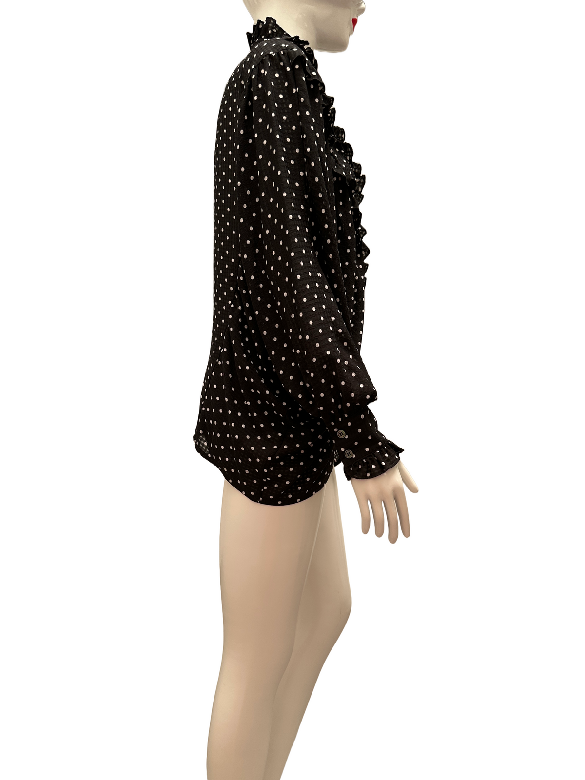 Alexa Chung black blouse with white polka dots - size 38