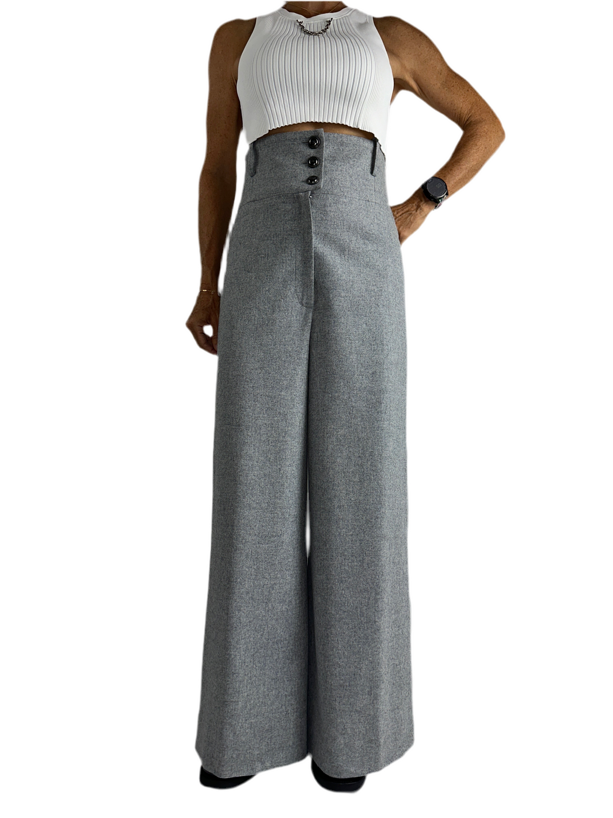 Chanel grey high-waisted pants - size 34