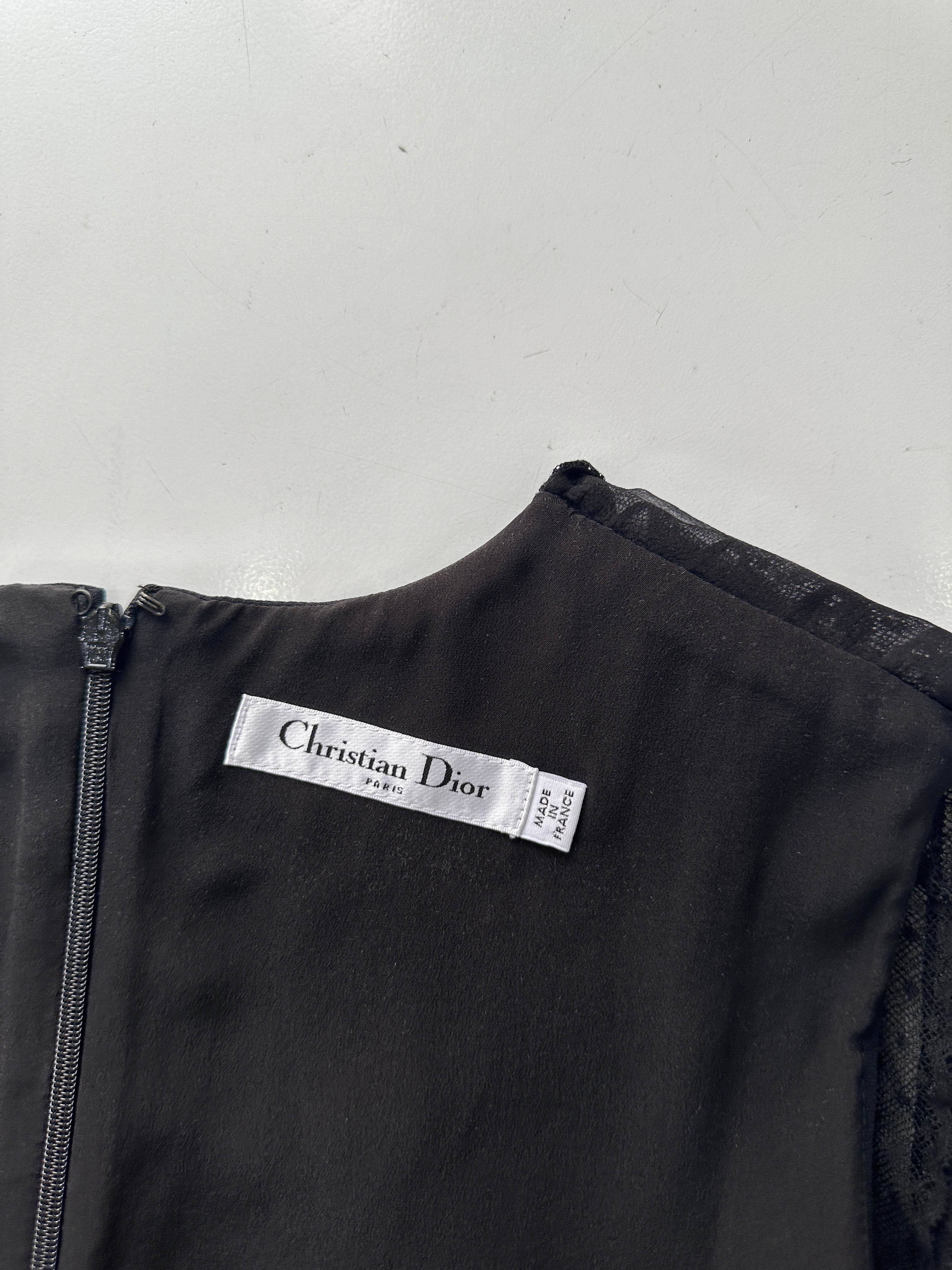 Dior black dress with transparent lace bib - size 36