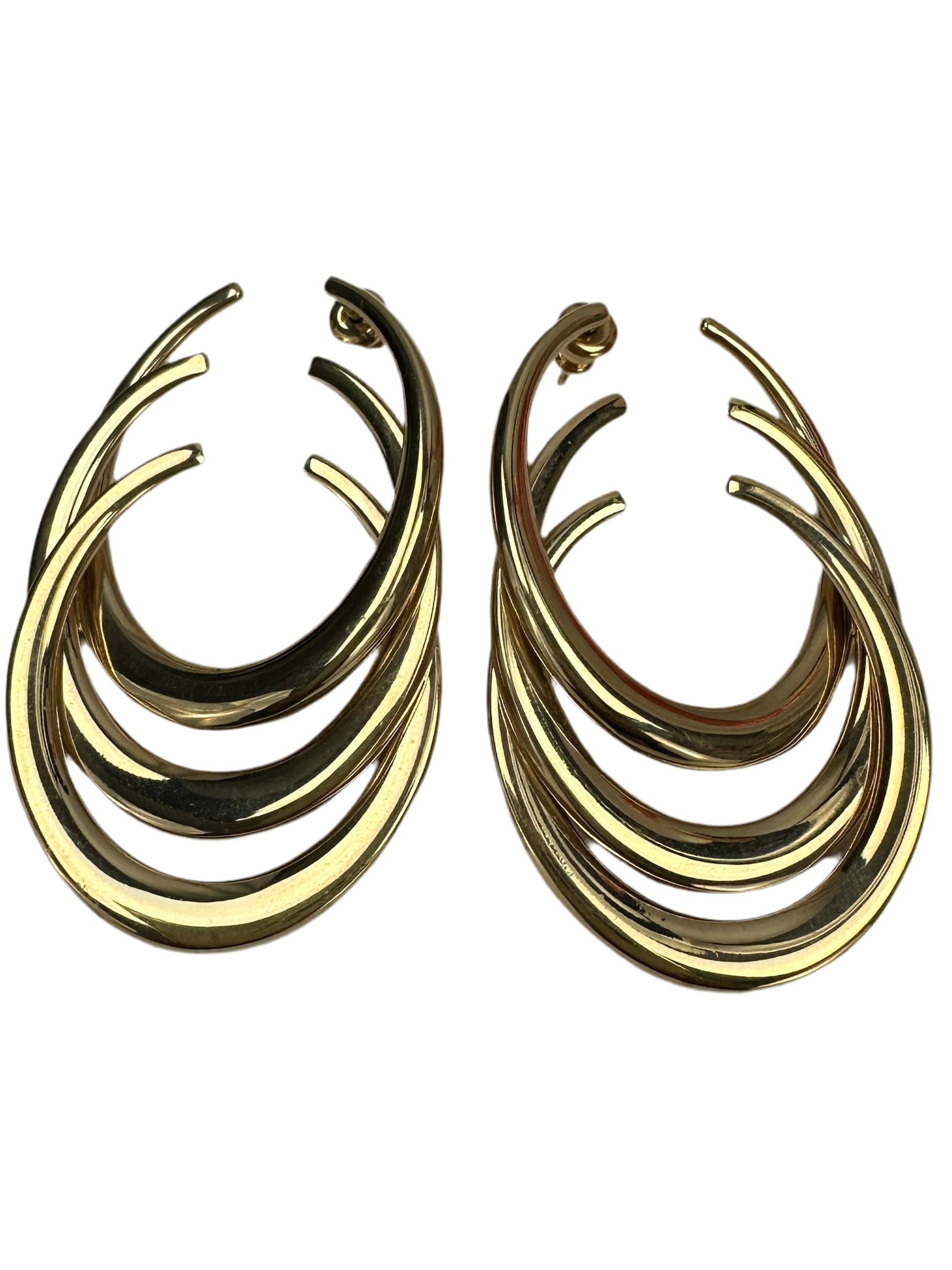 Dior C Motif Gold Tone Long hoop Earrings