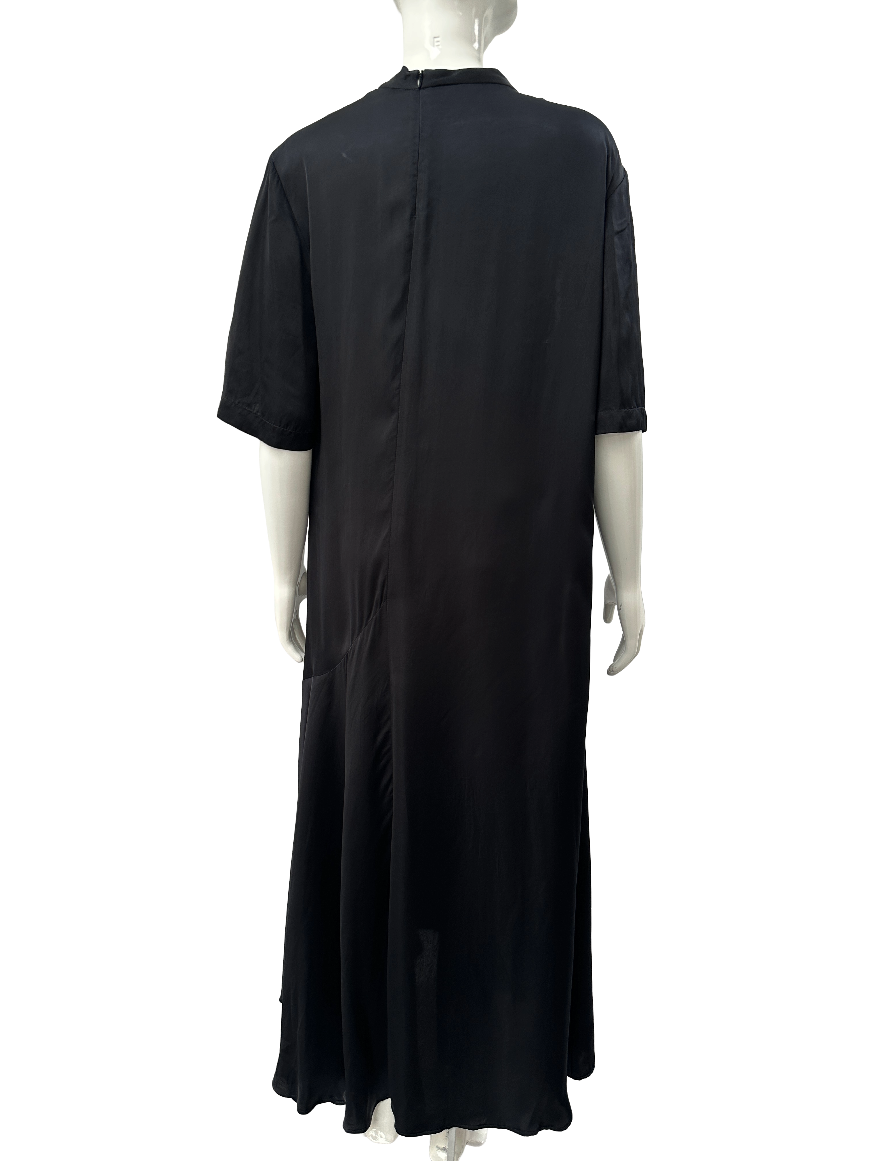 Raey black minimal fluid midi dress in cupro - size 38