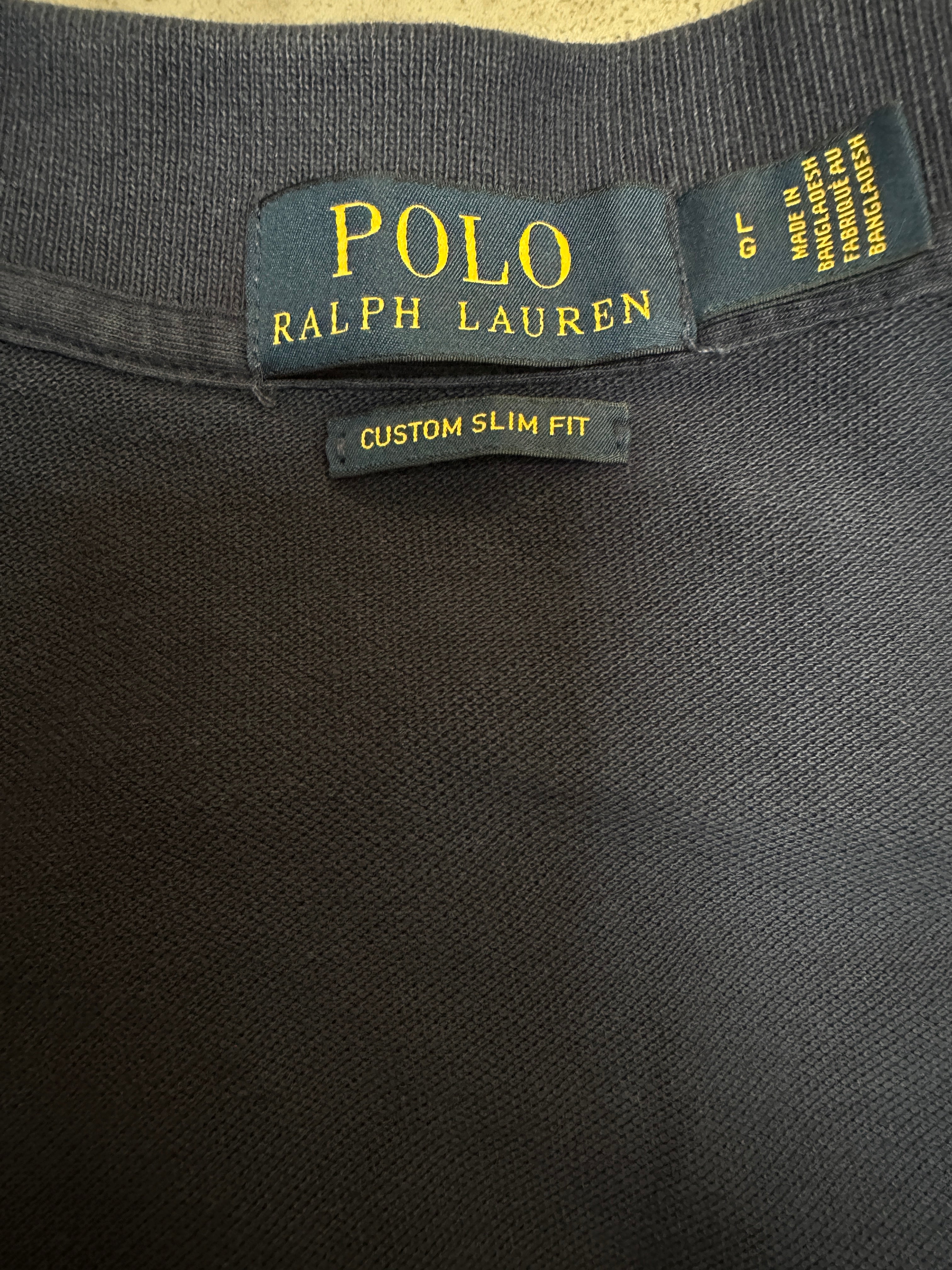 Polo Ralph Lauren navy custom slim fit polo shirt - size L