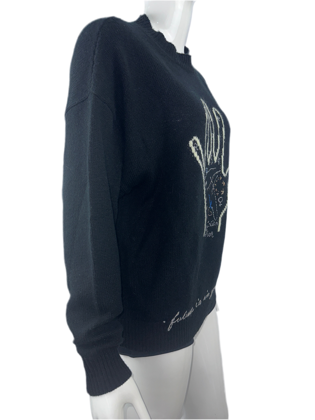 Dior black sweater with white embroidered hand - size 36