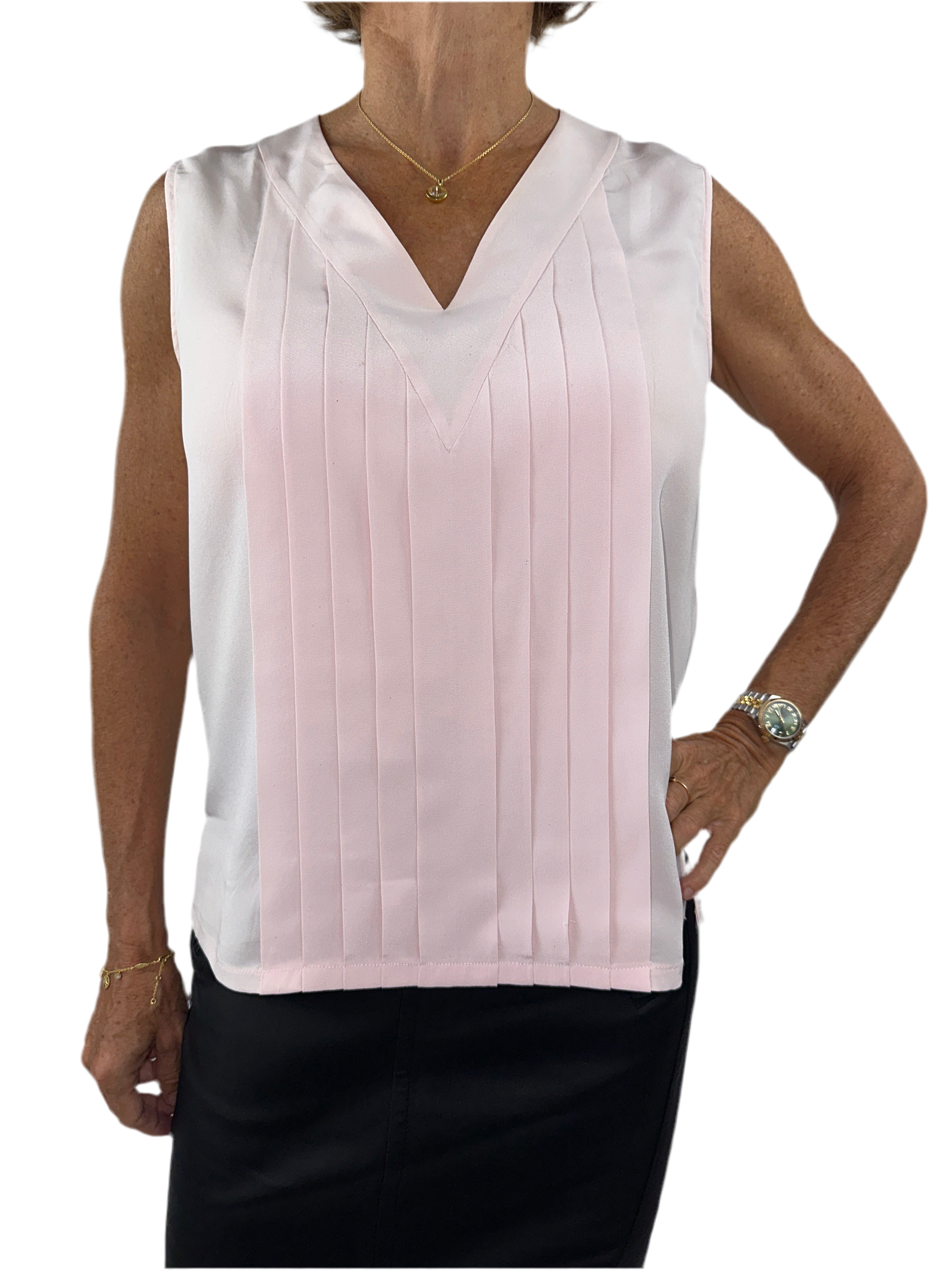 Chanel pink V-neck top - size 36