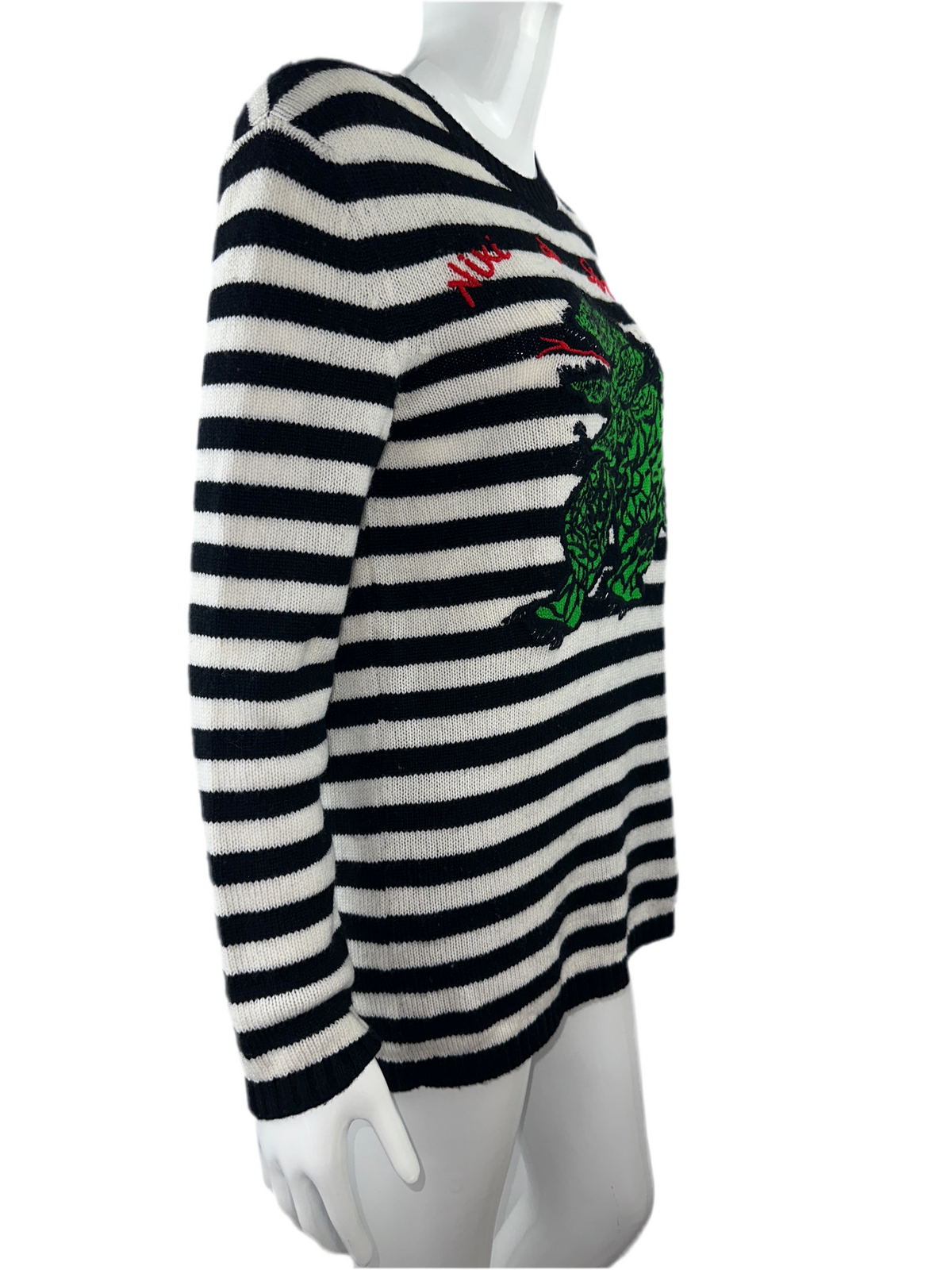 Dior black and white striped sweater with dragon on front - size 34