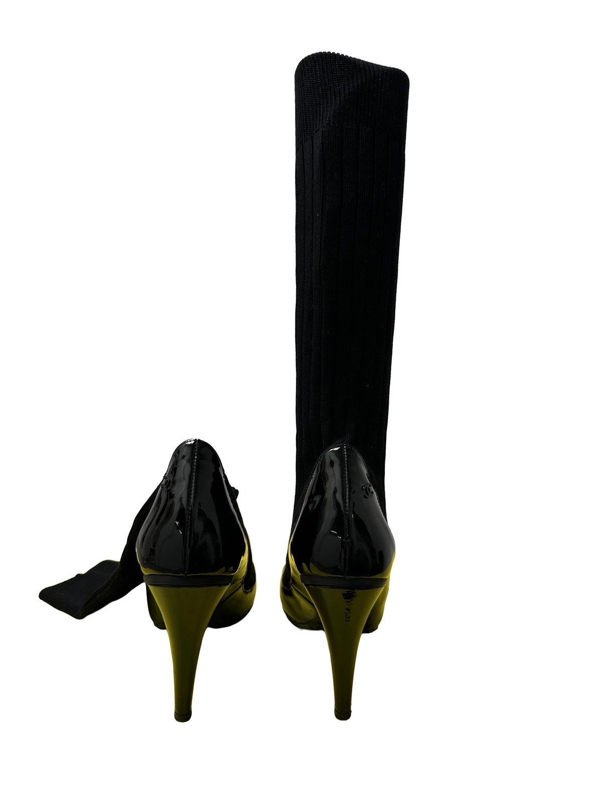 Chanel patent knit sock boots - size 39