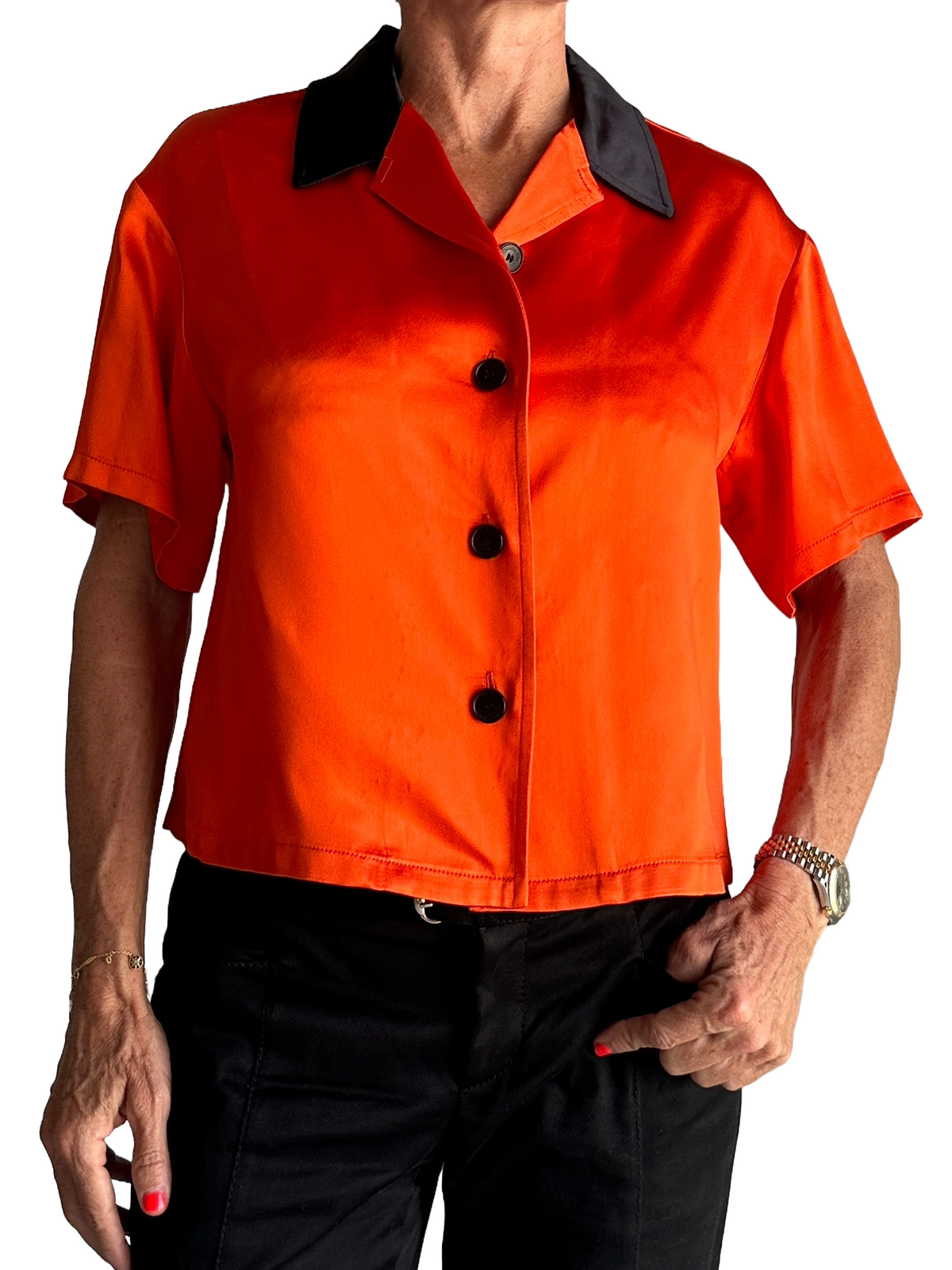 Dior orange shirt with black details - size 34