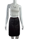 Max & Moi brown leather skirt with elastic waistband and laces - size 38