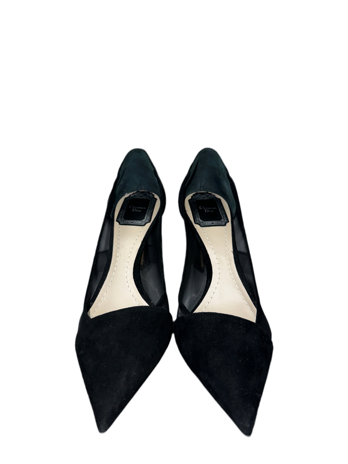 Black velvet and Mesh Diorella pointed toe pumps - size 36