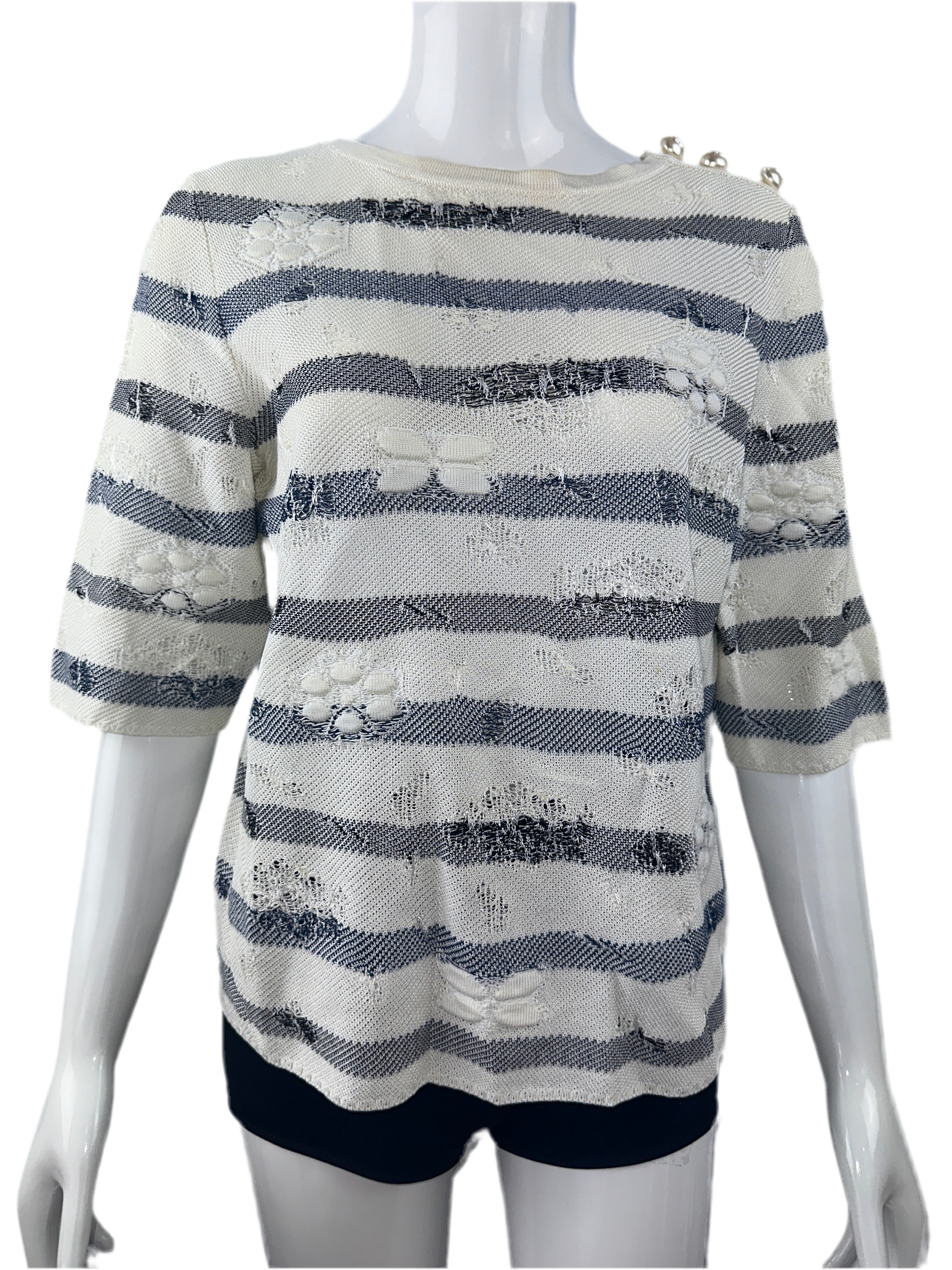 Chanel striped floral details top - size 36