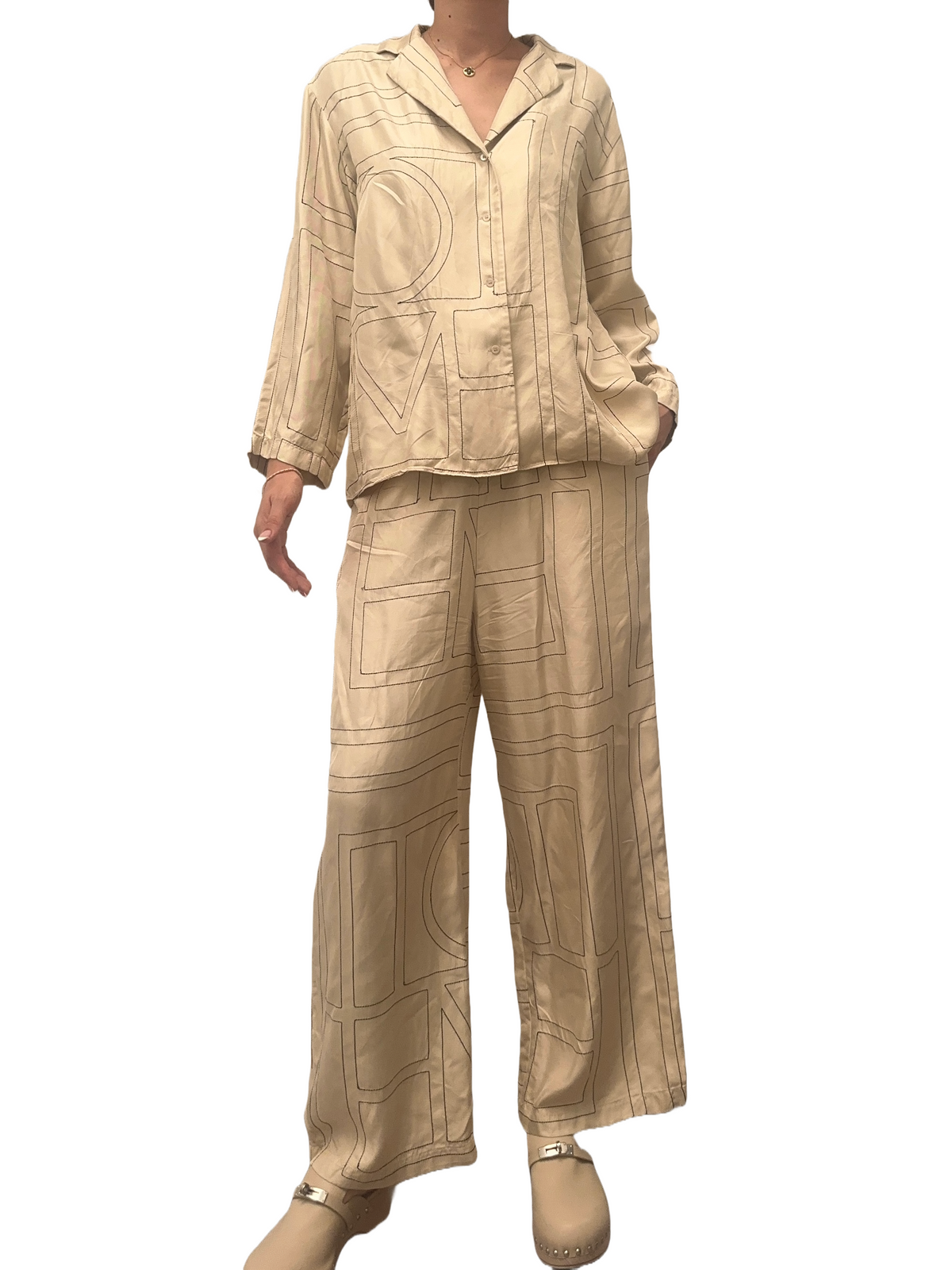 Toteme monogram silk pj bottoms - size 38