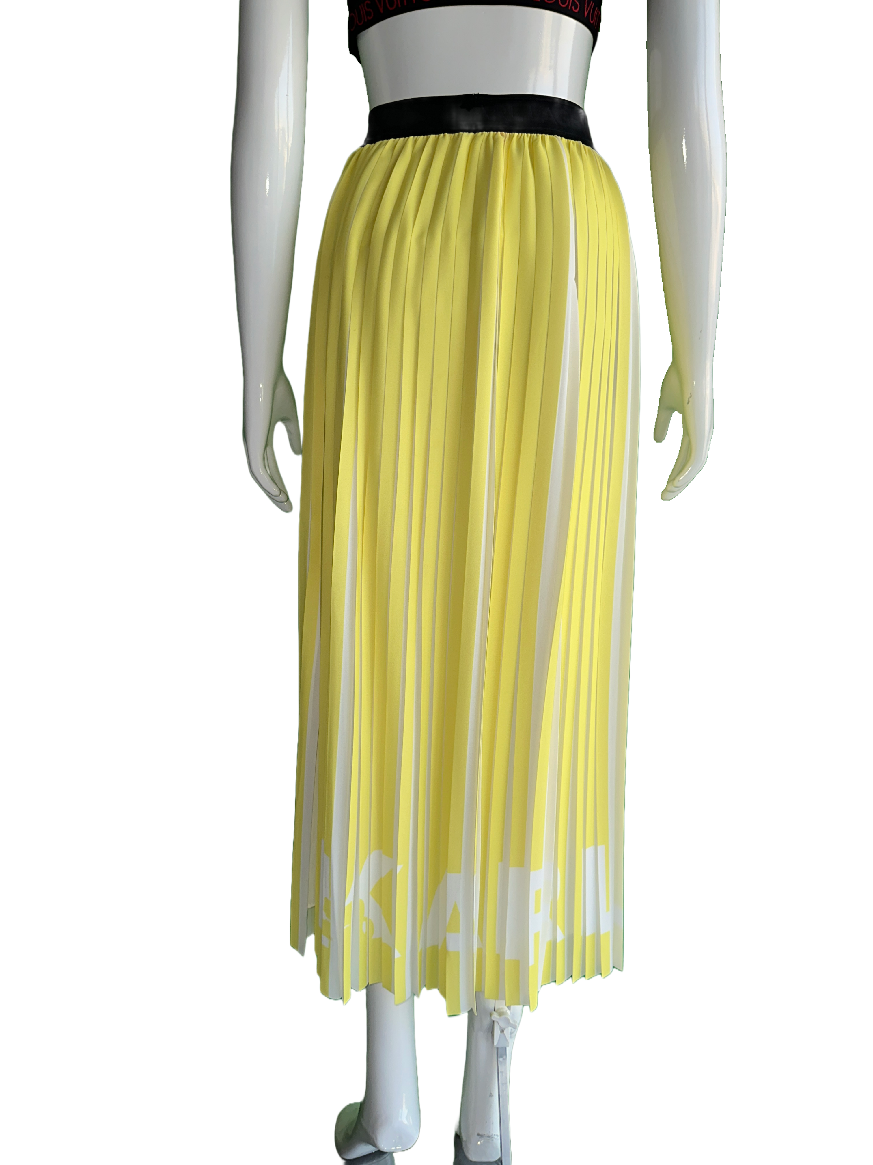 Karl Lagerfeld long yellow and white pleated skirt - size 36