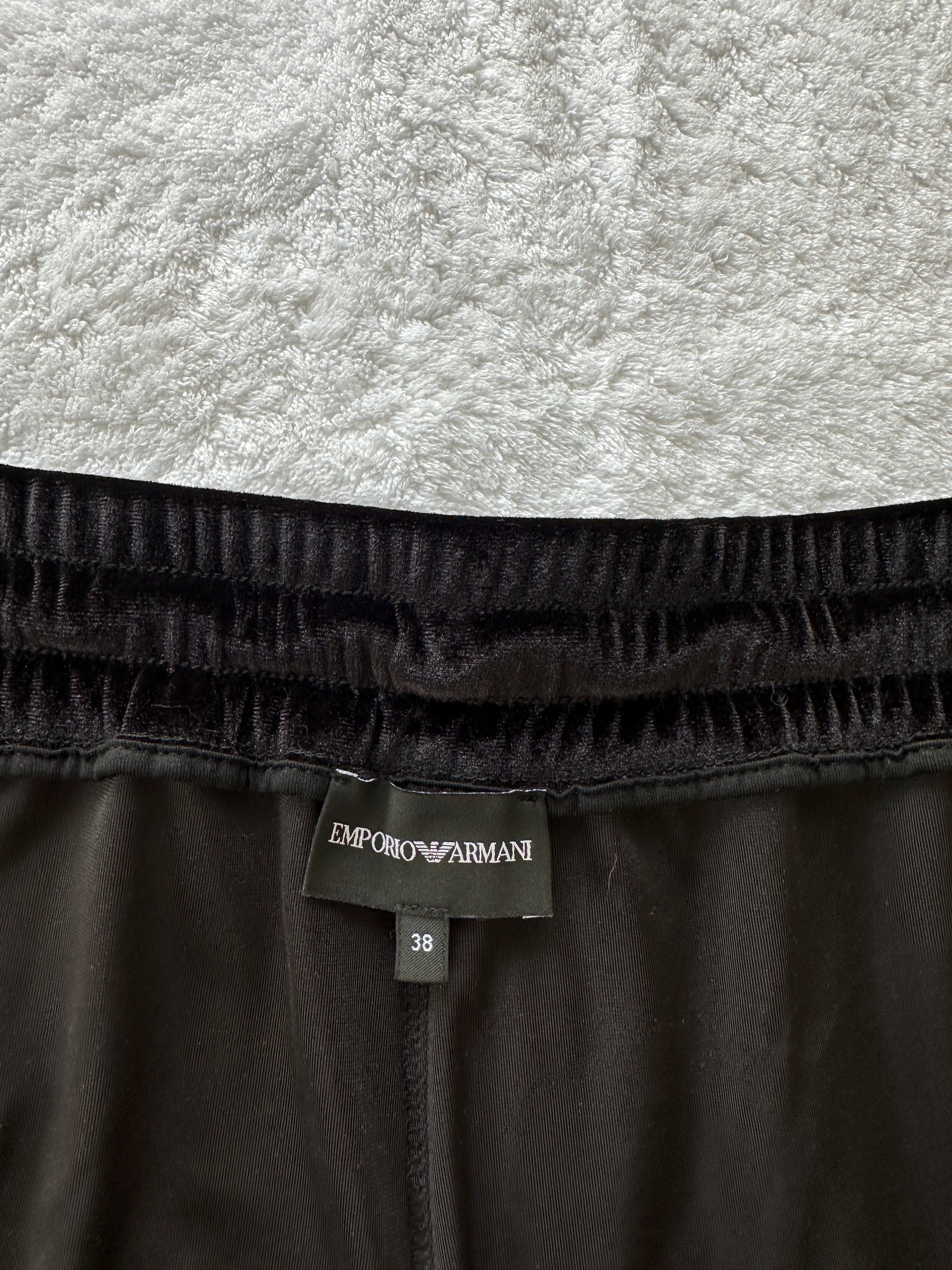 Emporio Armani black velvet pants with gold sequin stripe - size 38