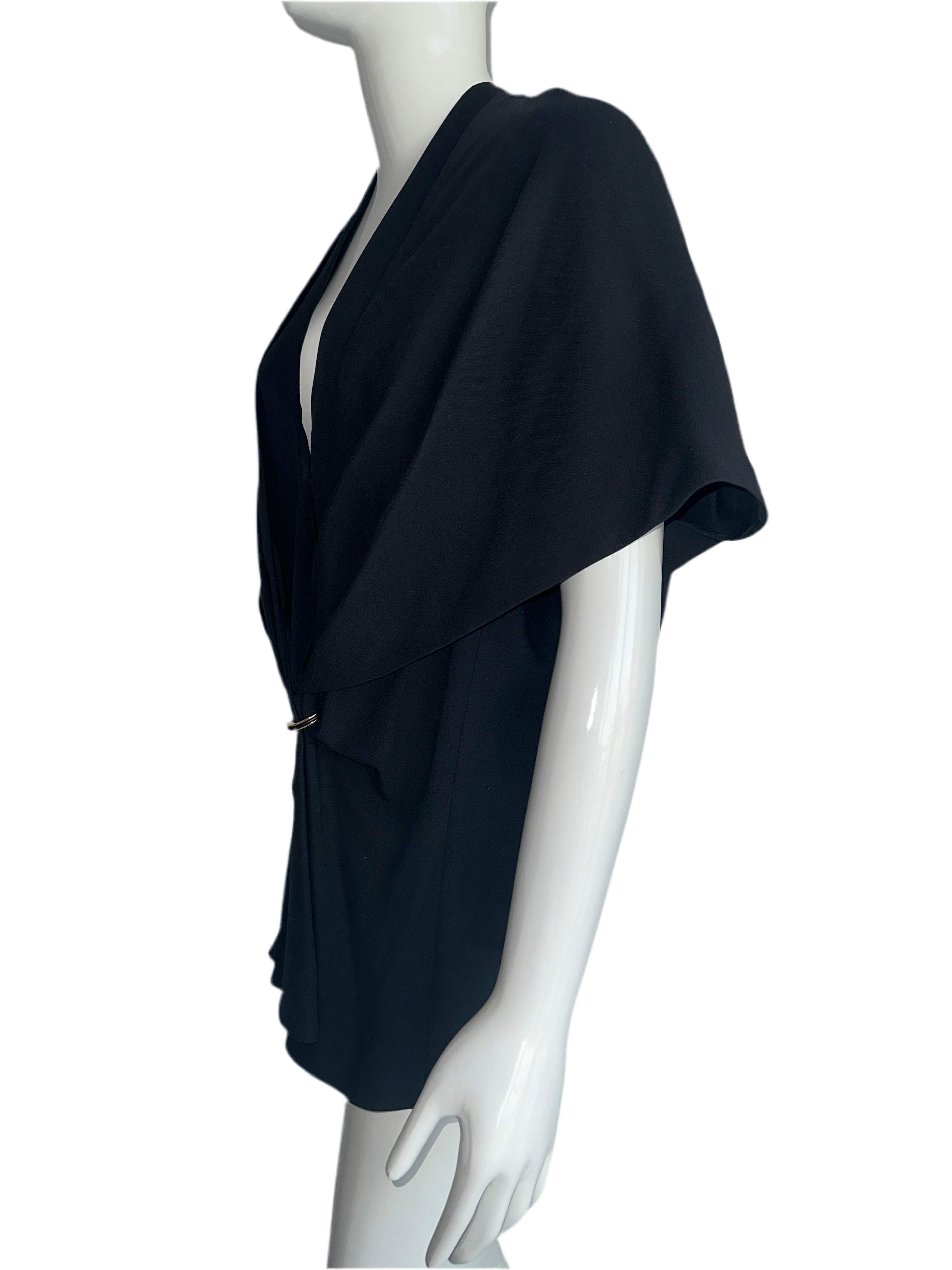Balenciaga black draped top with gold detail - size 38