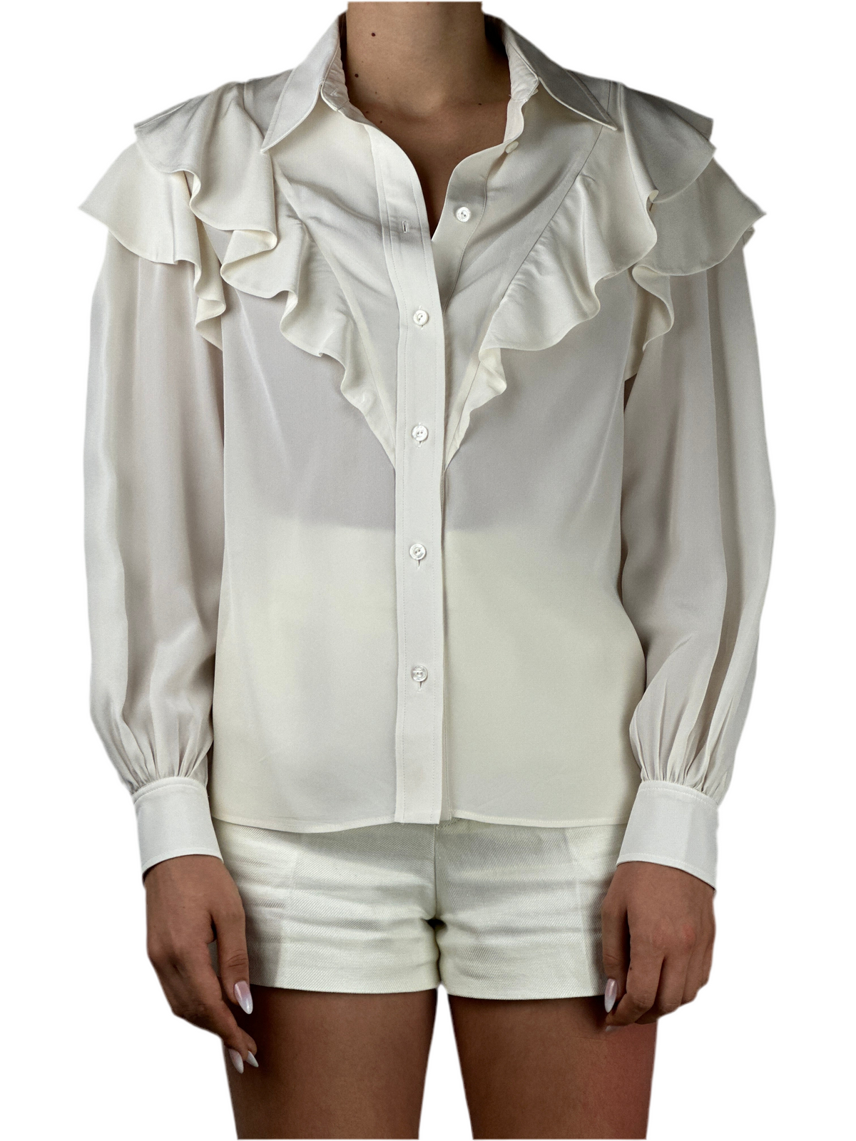 Louis Vuitton frilly white blouse - size 36