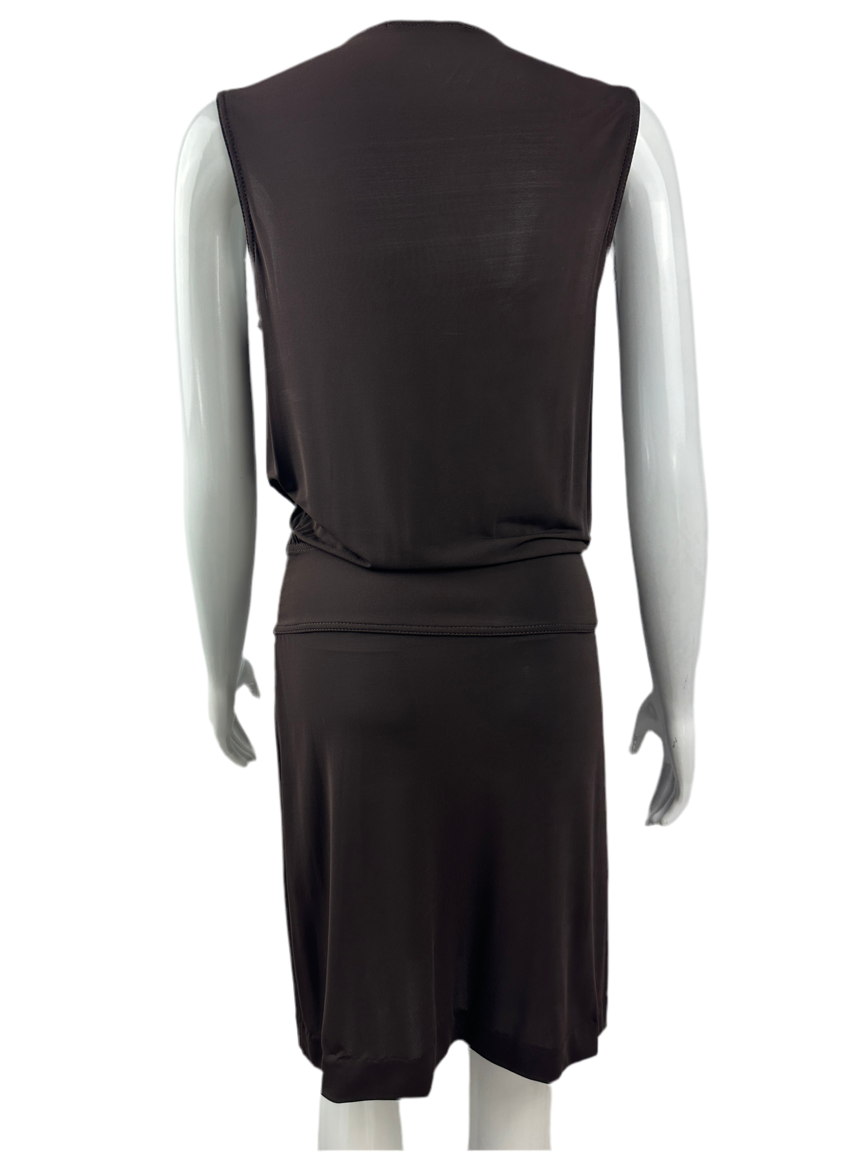 Hugo Boss brown sleeveless dress with sweetheart neckline - size 34