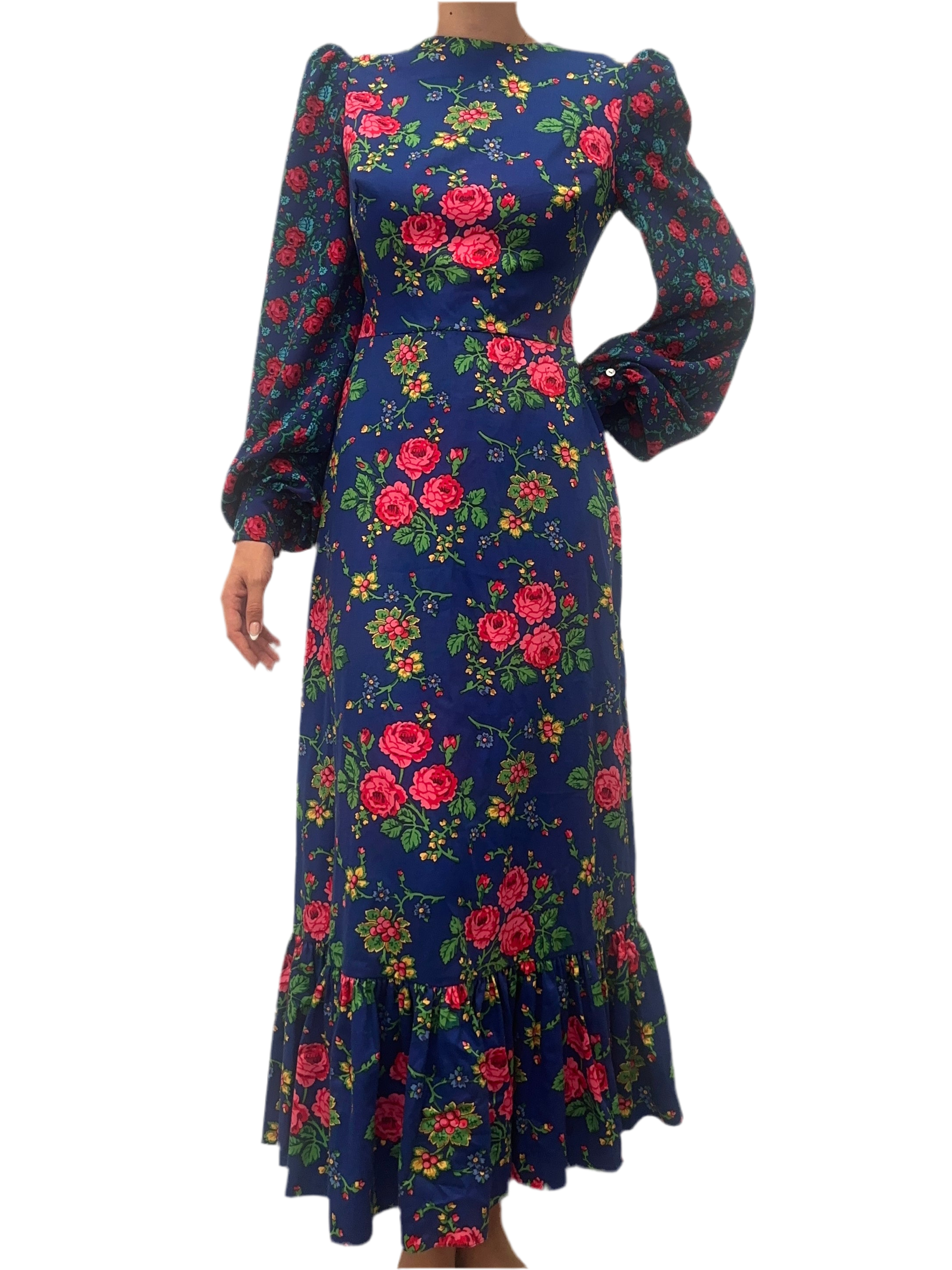 The Vampire Wife blue dress with floral pattern - size 40