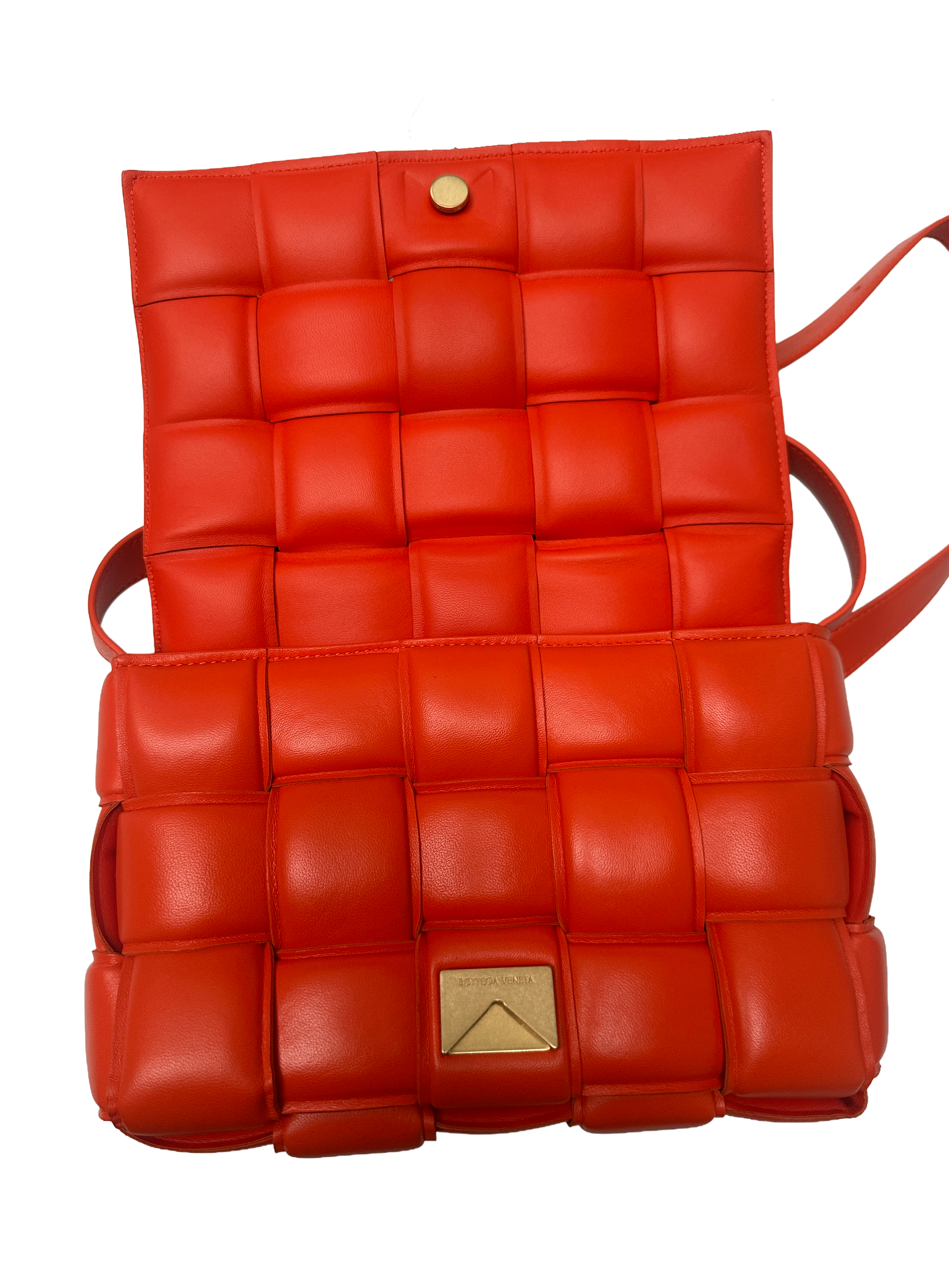 Bottega Veneta padded cassette bag orange leather
