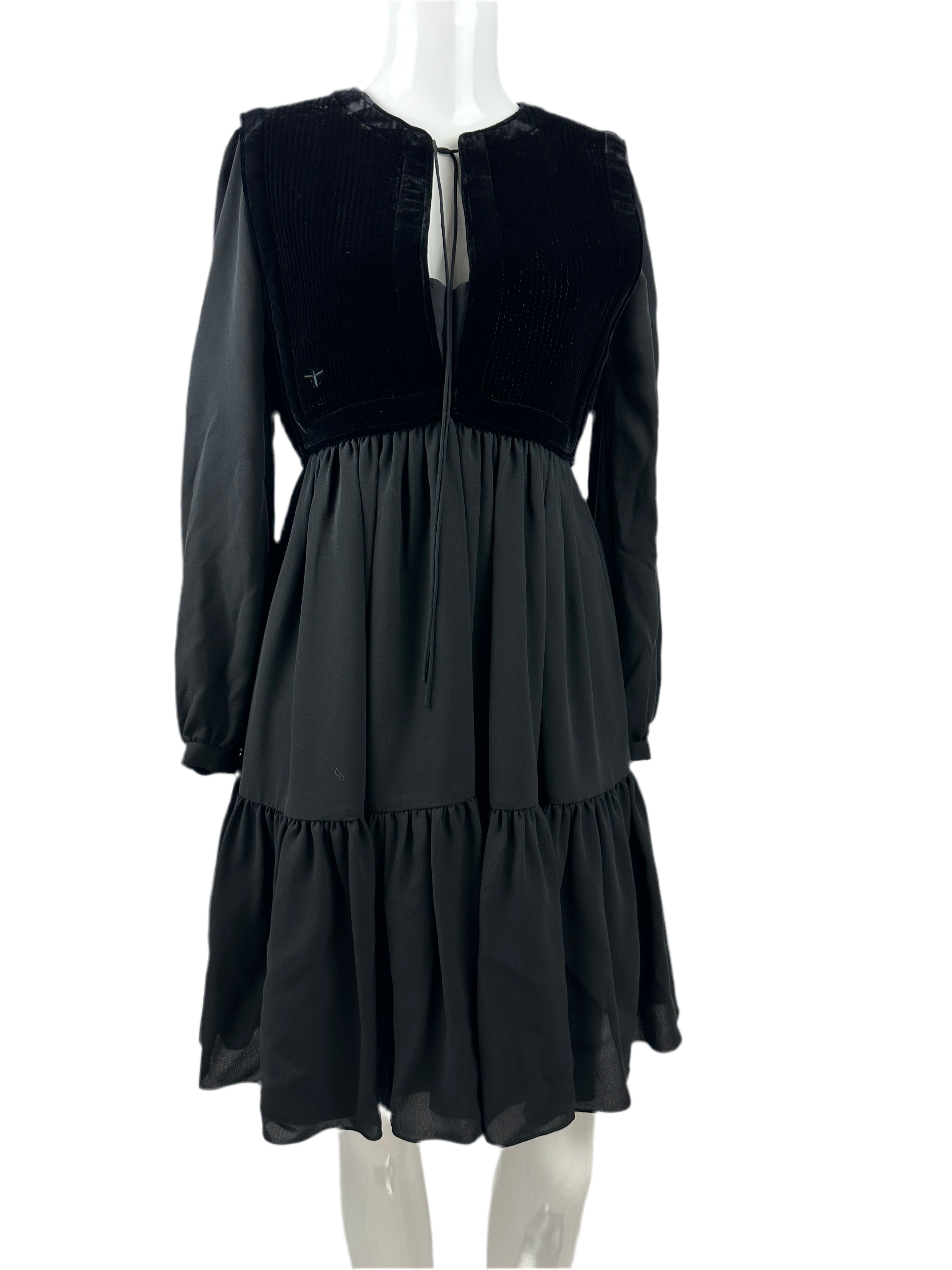 Dior black dress with velvet bib - size 34