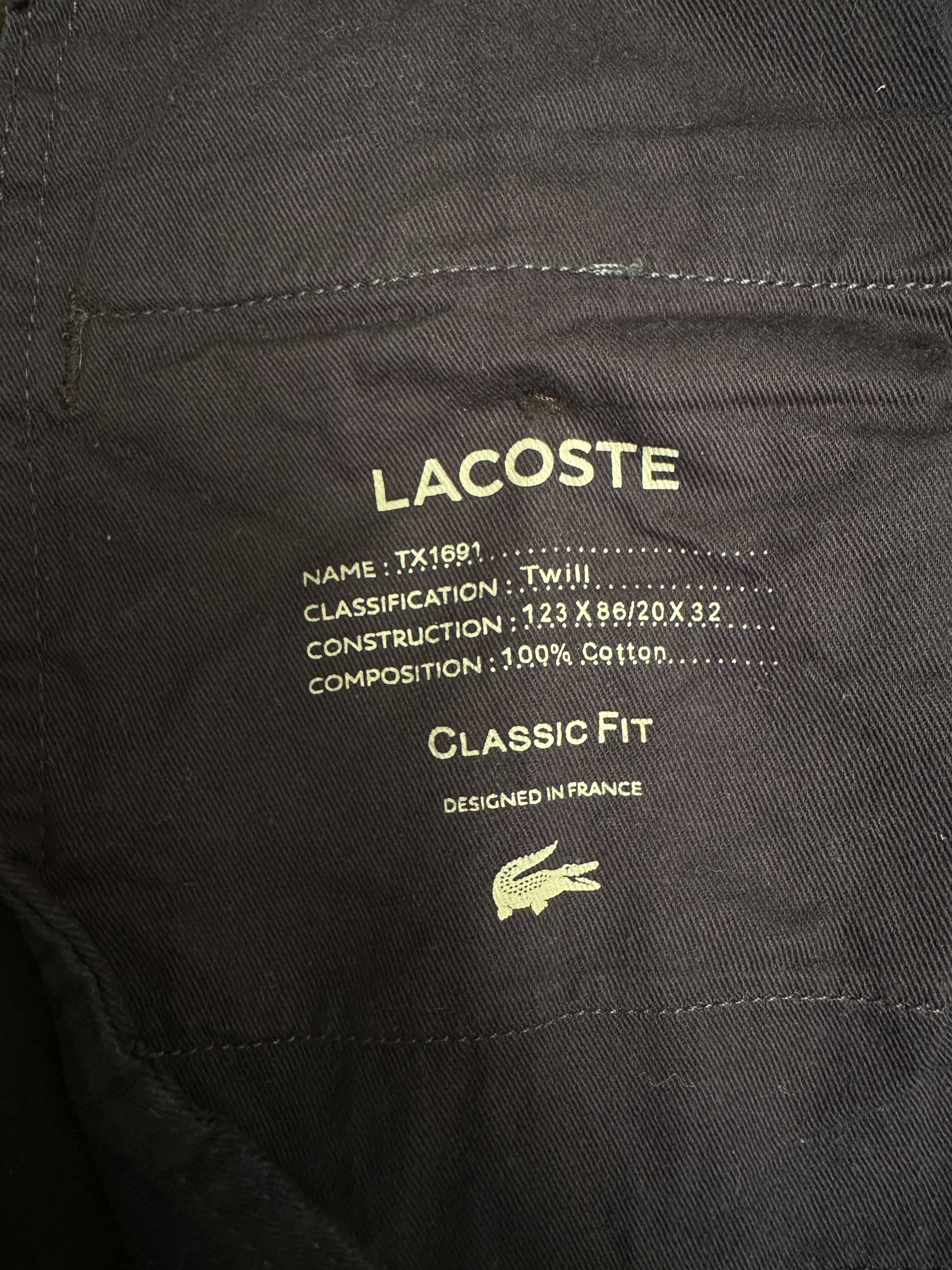 Lacoste black cotton pants - size 46