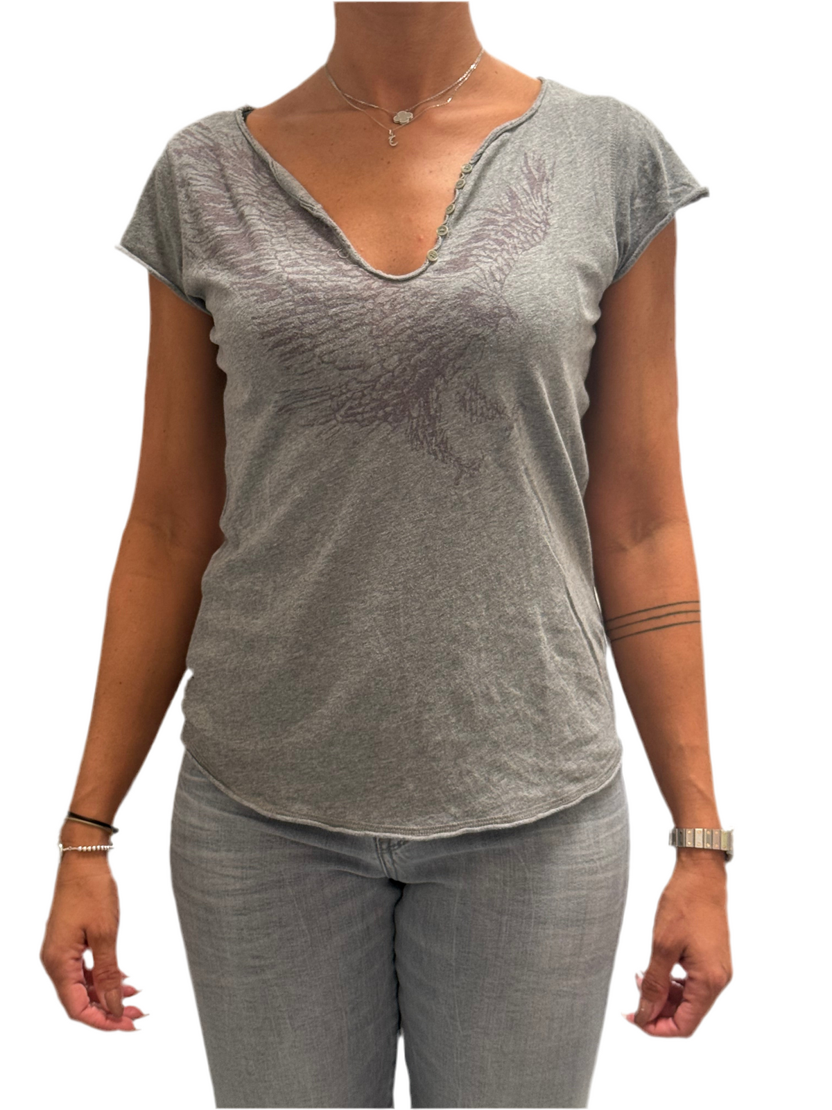 Zadig & Voltaire grey eagle t-shirt - size 38