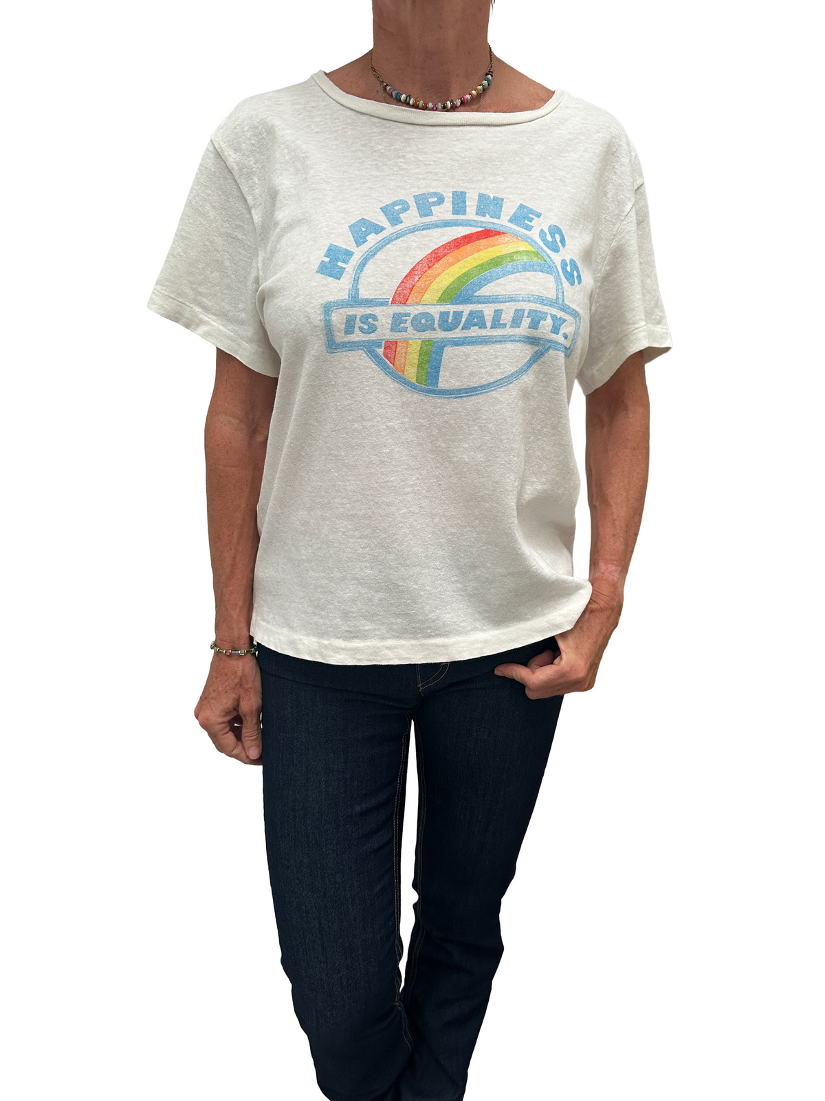 Re/Done white "Happiness is equality" - size 38