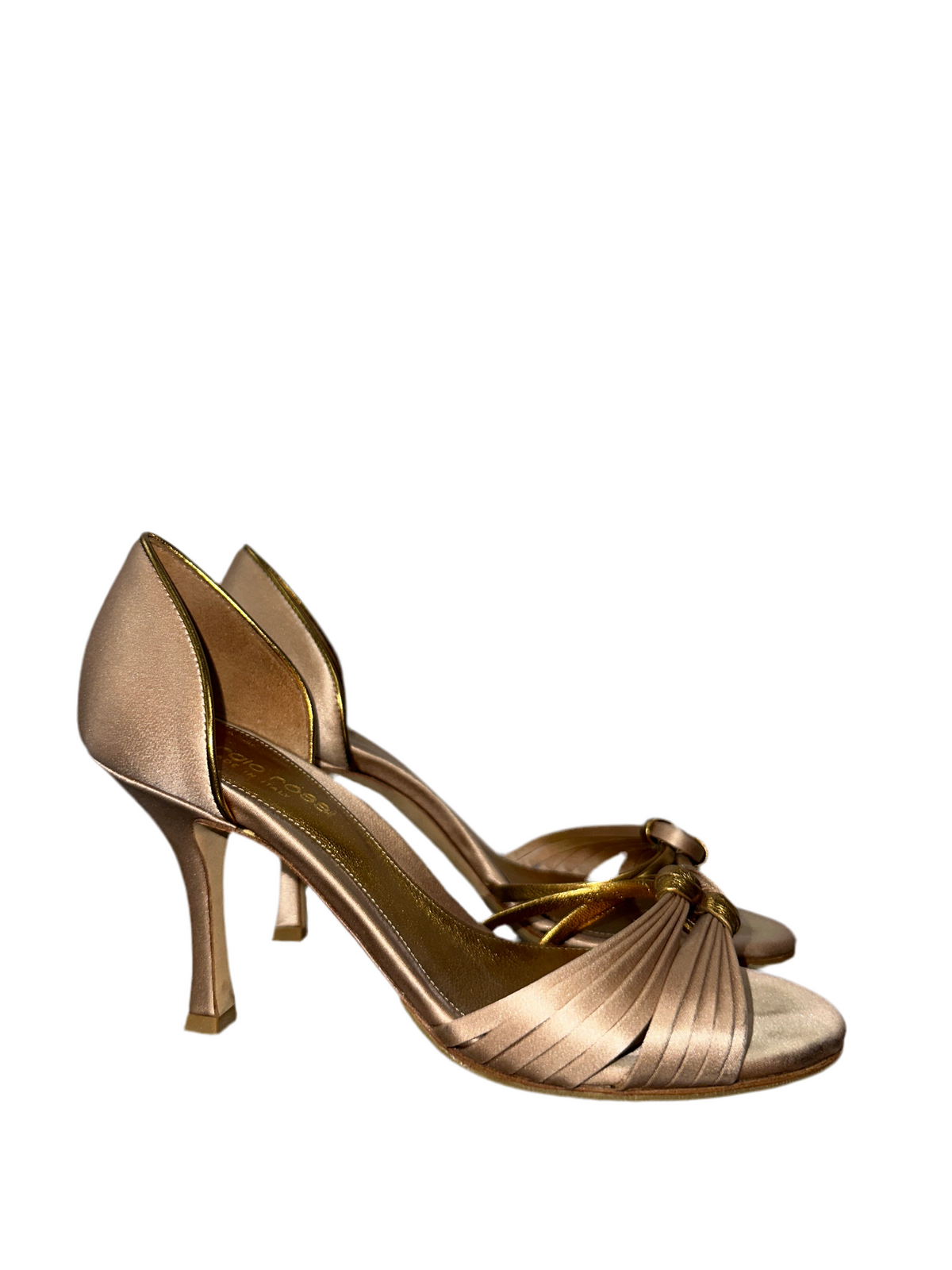 Sergio Rossi camel and gold open-toe heels - size 36