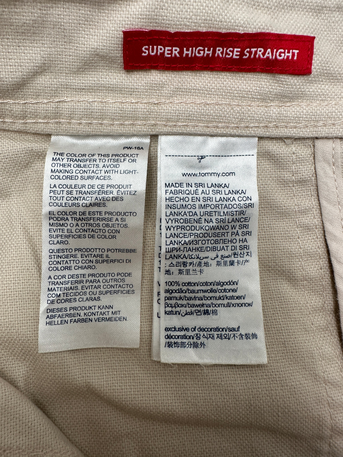 Tommy Hilfiger jeans beige super high rise straight - size W25 L32