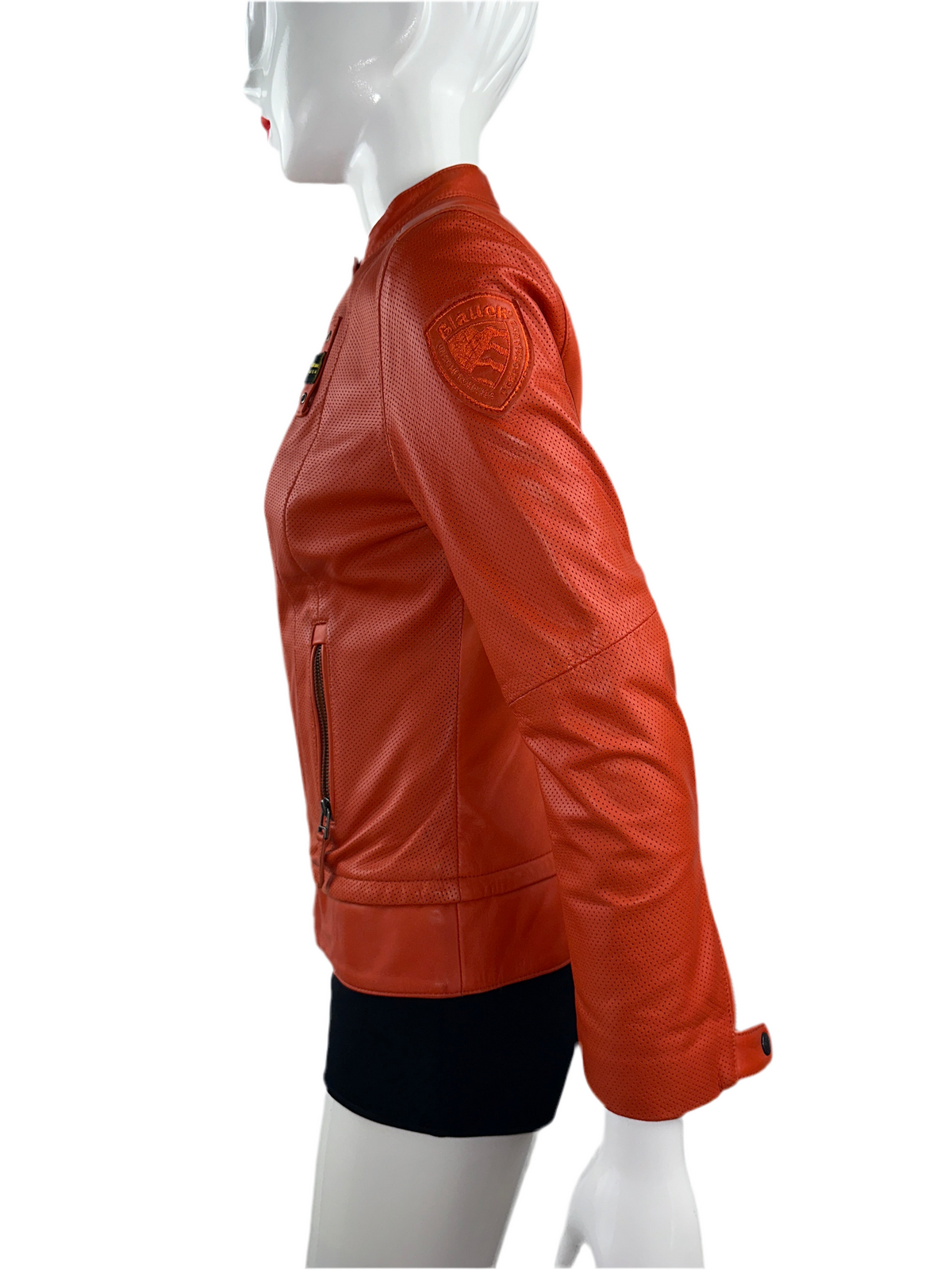 Blauer orange biker-effect leather jacket - size 36