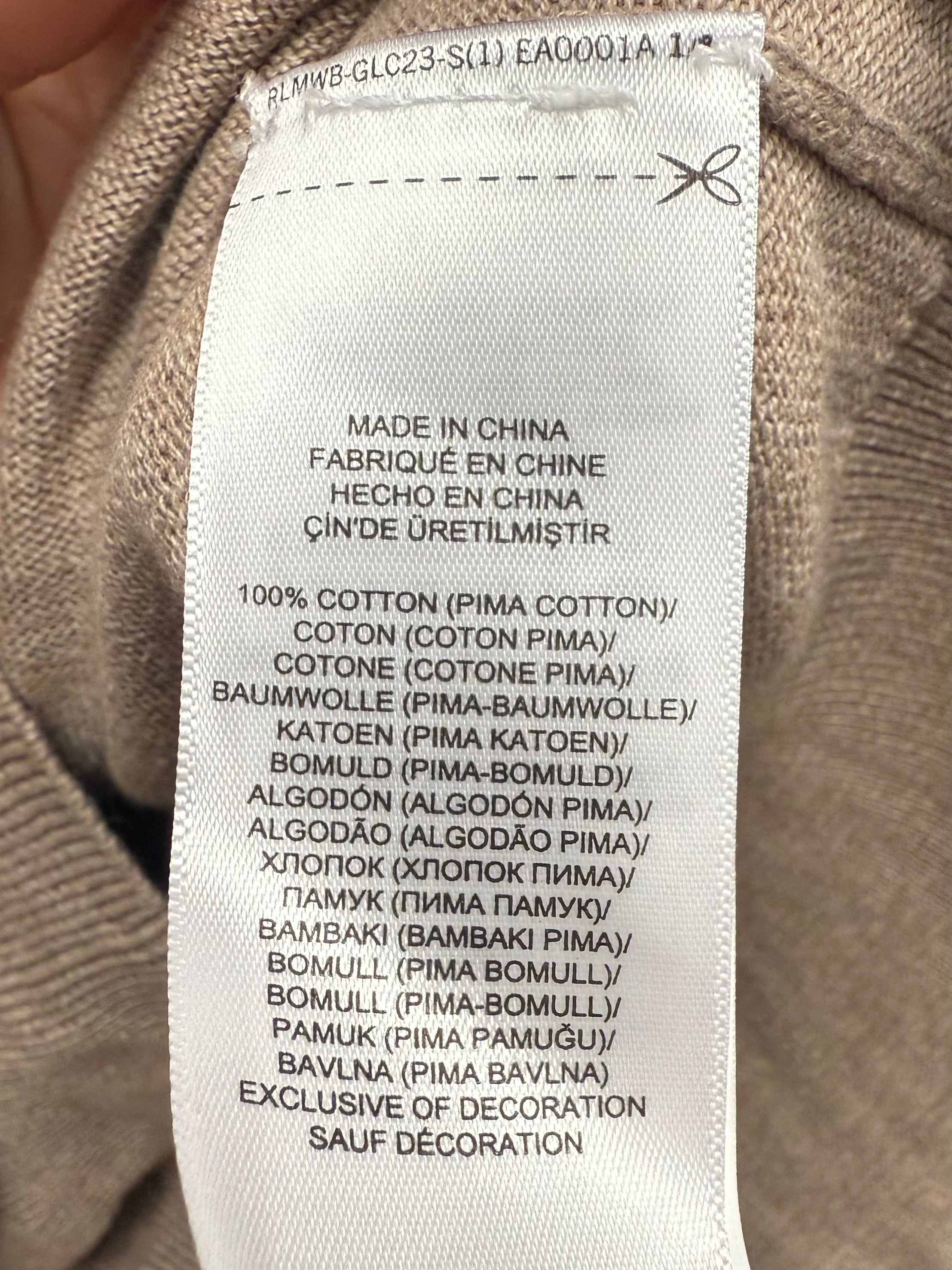 Polo Ralph Lauren beige pima cotton v-neck sweater - size M