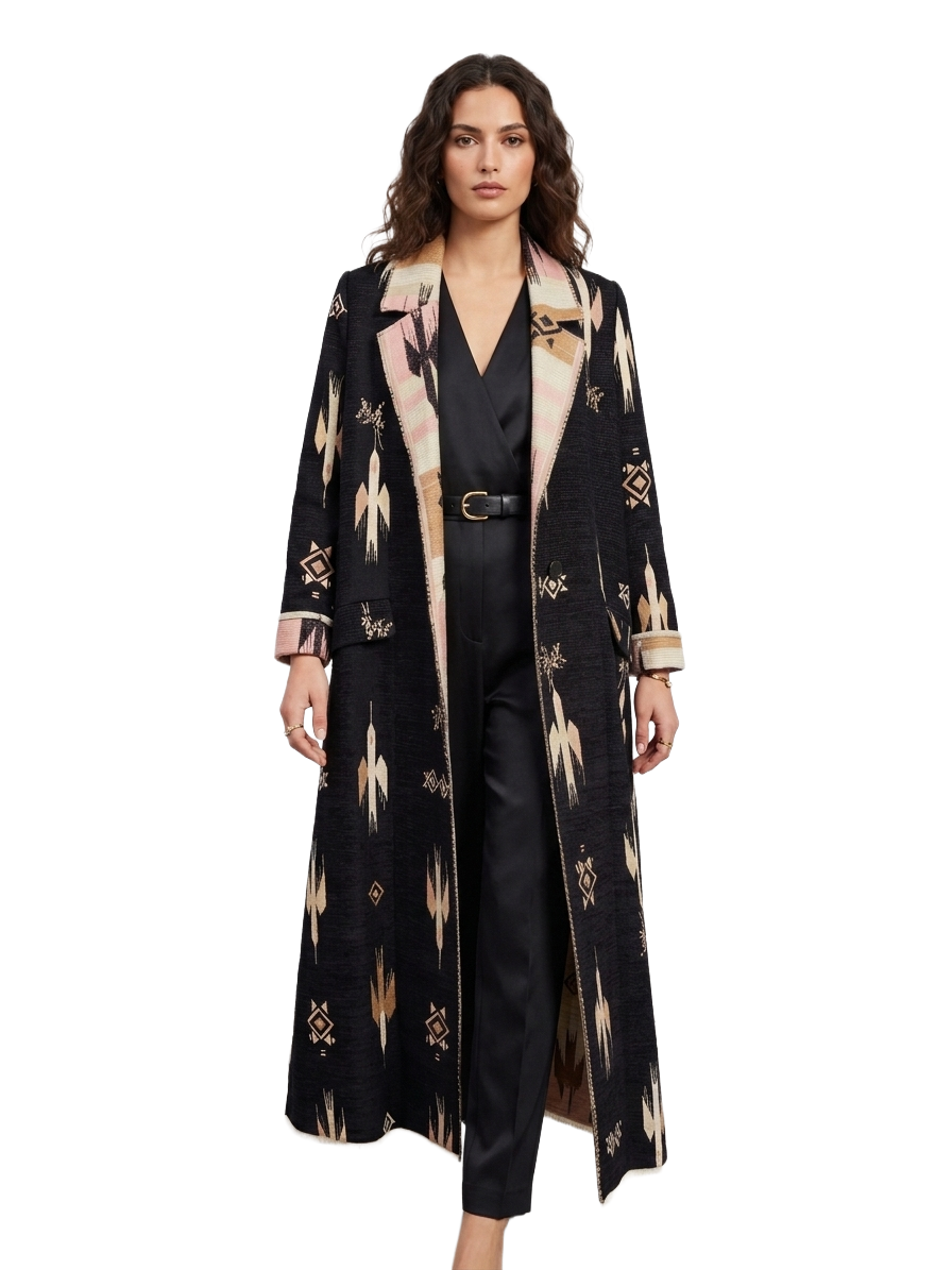 Forte_forte long jacquard coat with graphic pattern - size 2