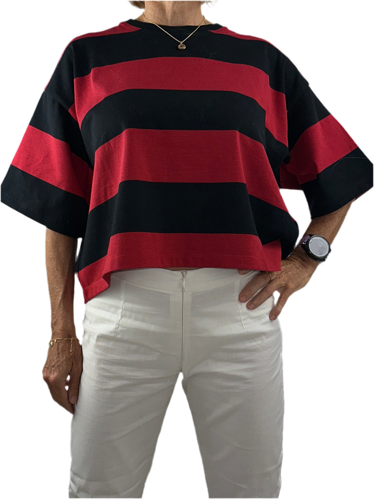 Red Valentino "RedValentino R" print striped T-shirt - size S