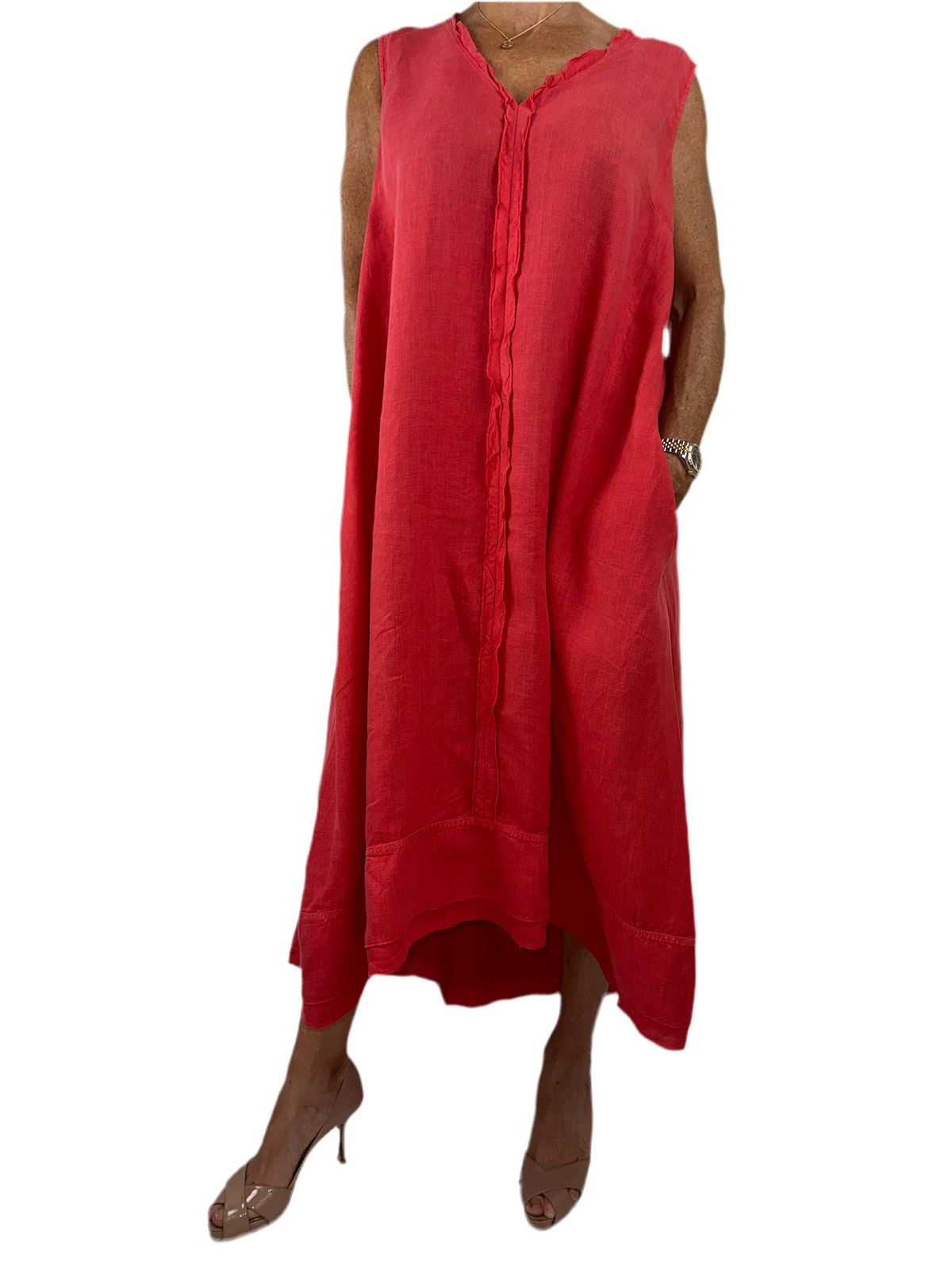 Rosso35 maxi dress linen red - size 46 IT