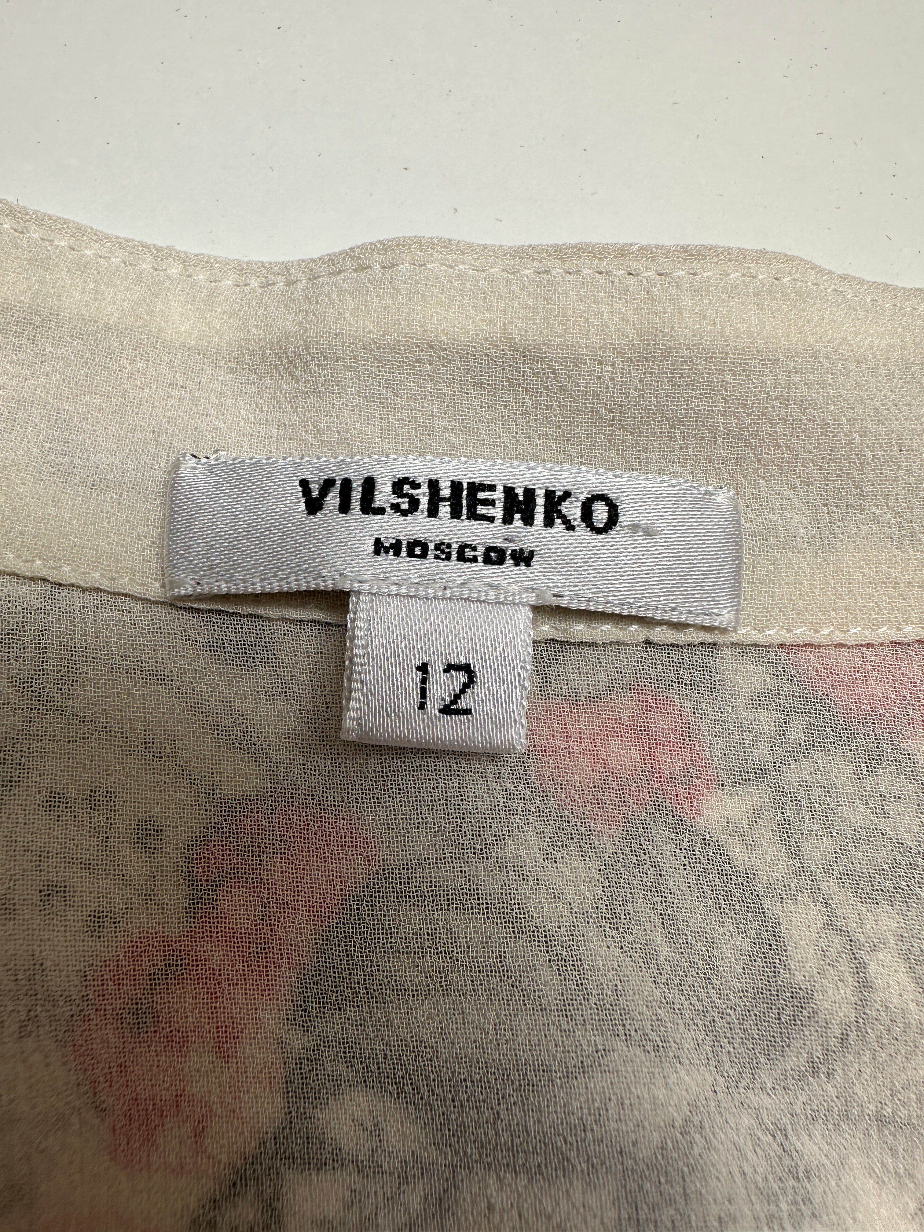 Vilshenko off-white dress with pink and grey motif - size 40