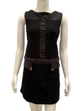 Luisa Spagnoli black dress with gold pocket detail - size 42