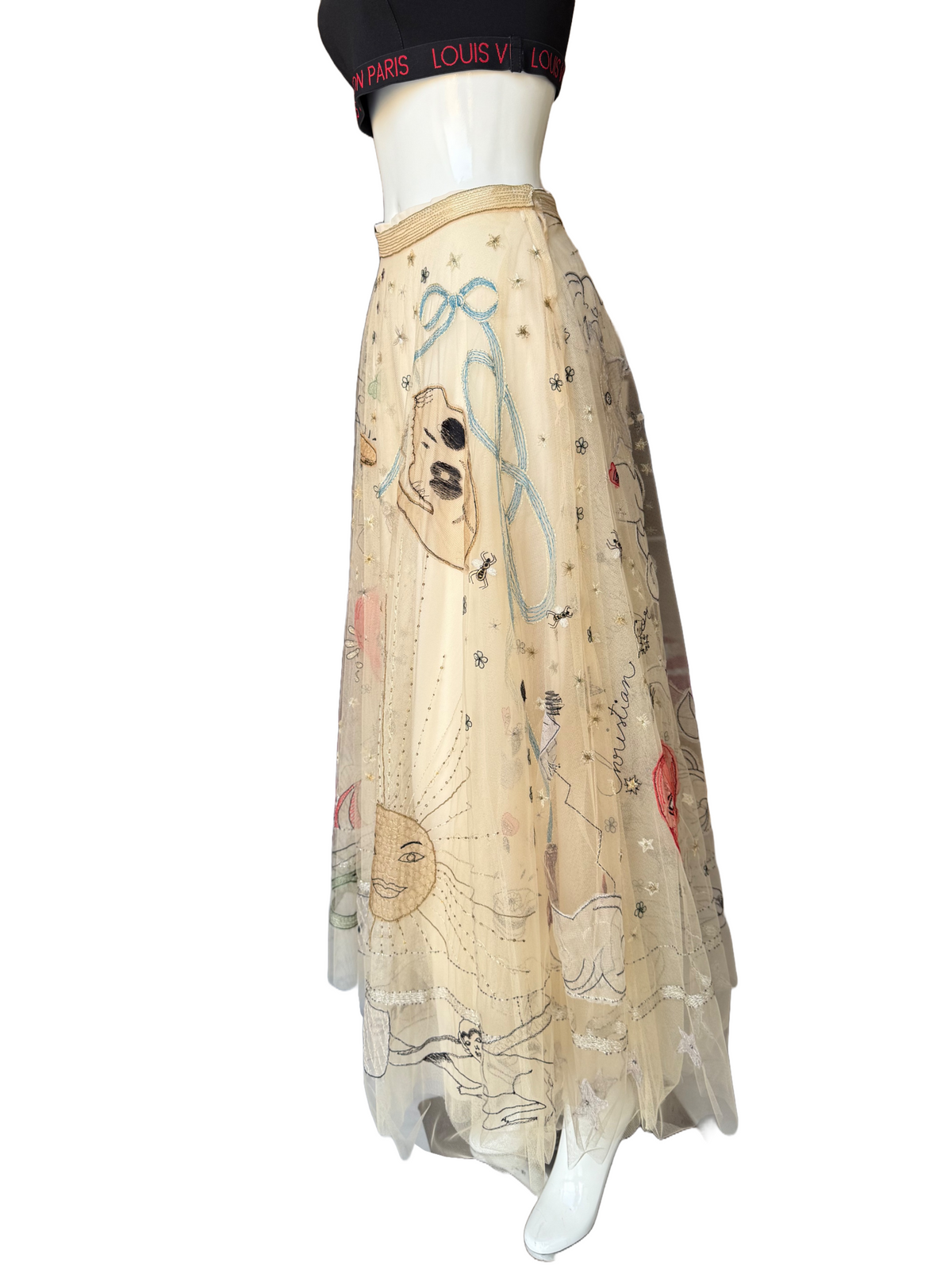 Dior long embroidered skirt - size 38