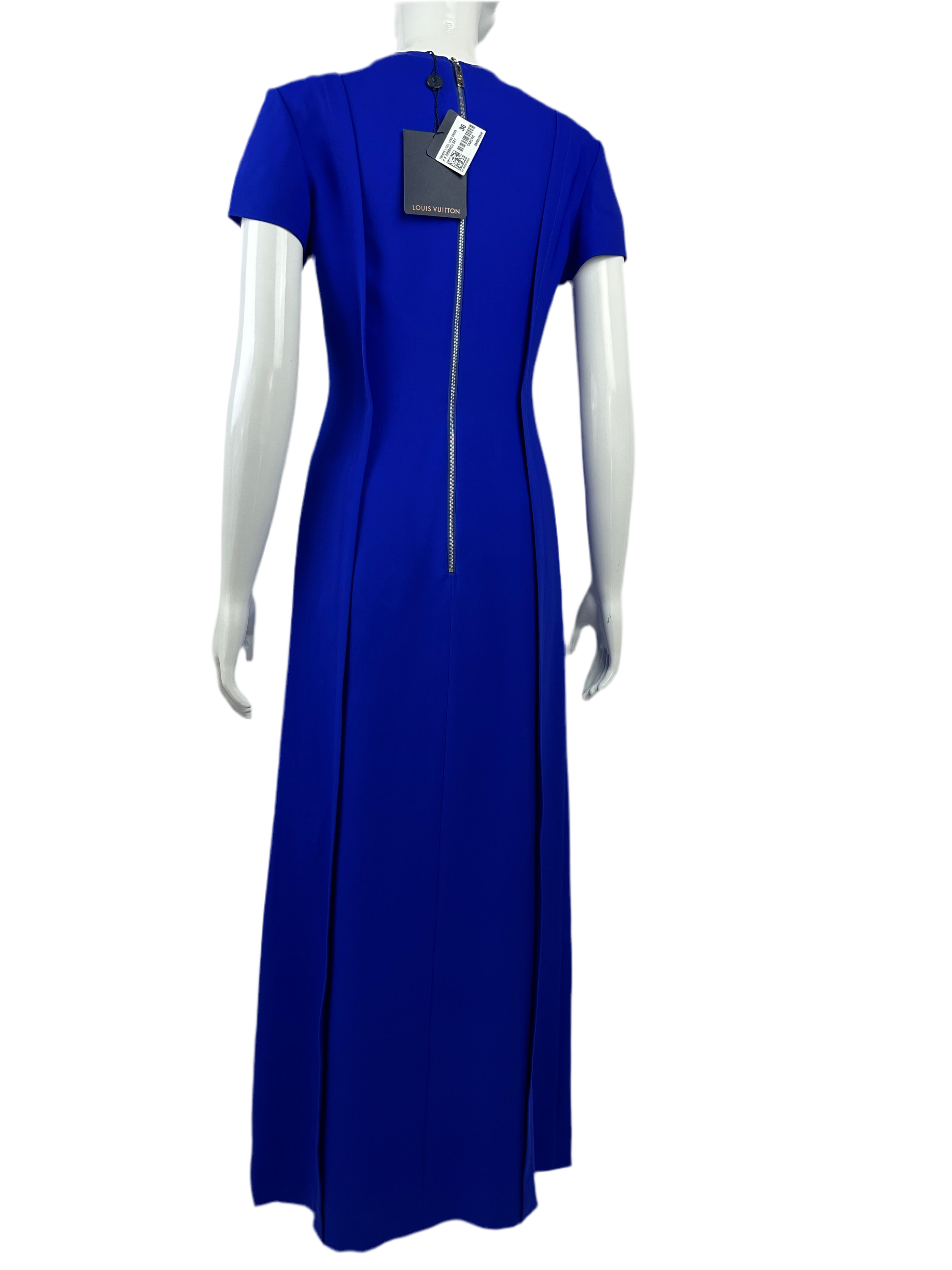 Louis vuitton long blue dress with front waist chain - size 36