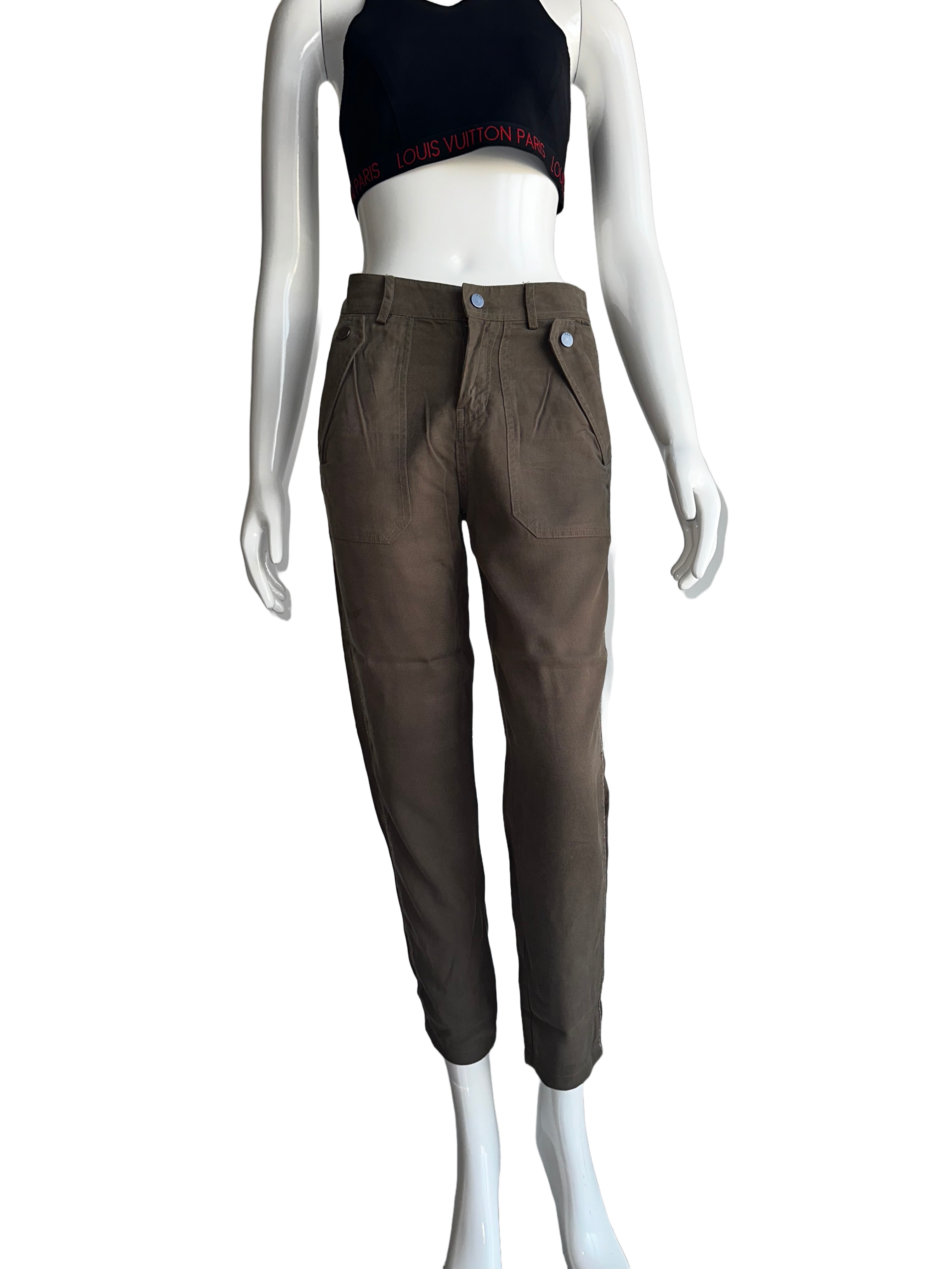 IKKS green pants with gold trim on the side - size 34