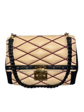 Louis Vuitton beige & black flap malletage bag with red lines