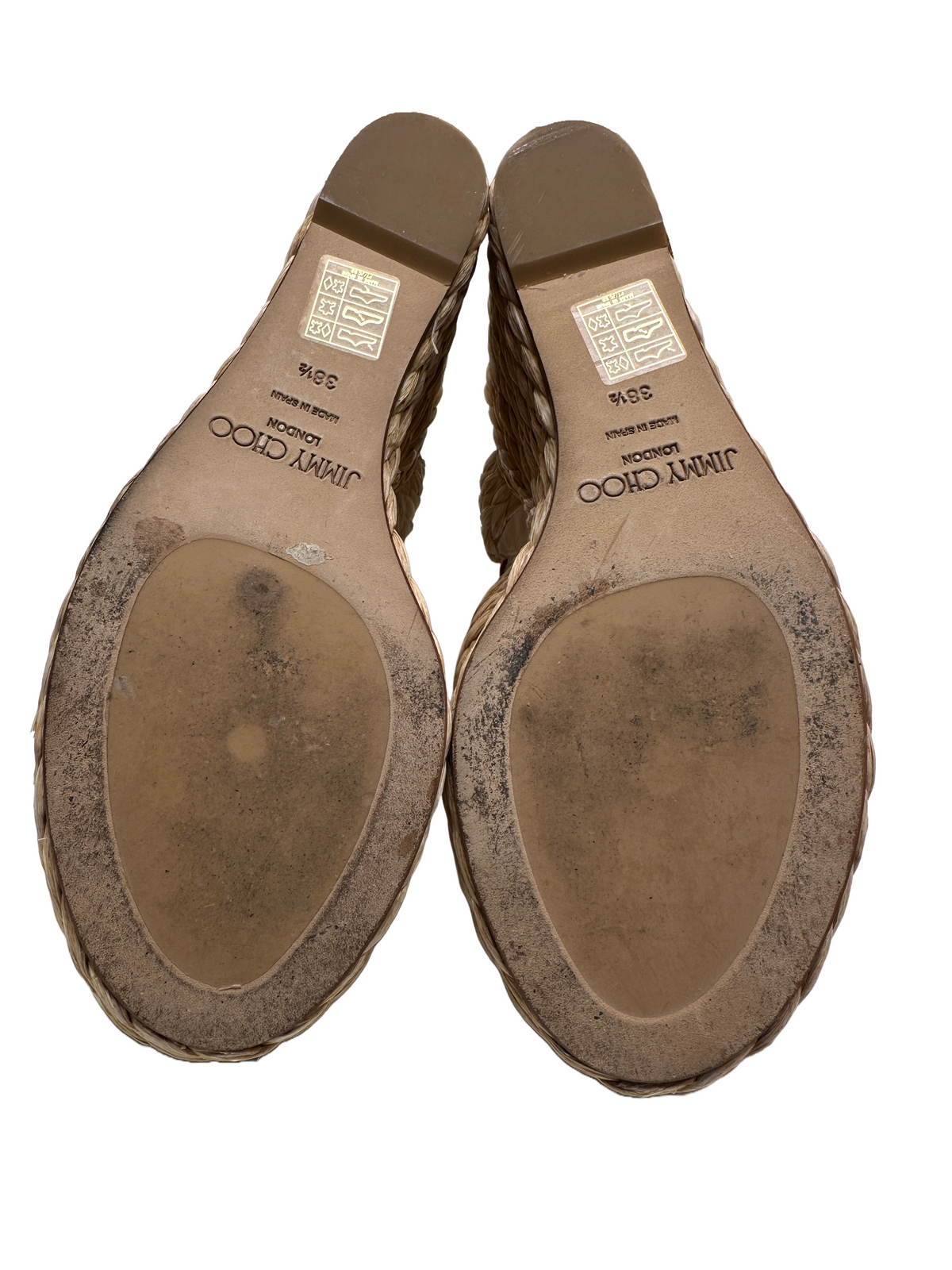Jimmy Choo Dellena 100 raffia wedges - size 38.5
