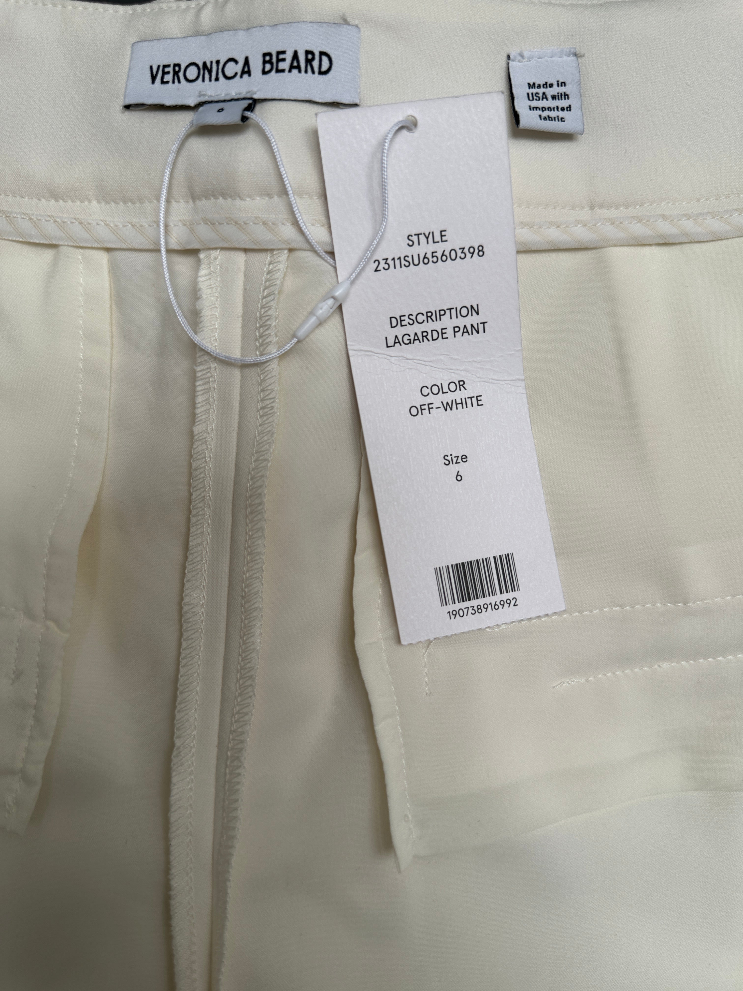 Veronica Beard Lagarde off-white wide-led tailored pants - size 36