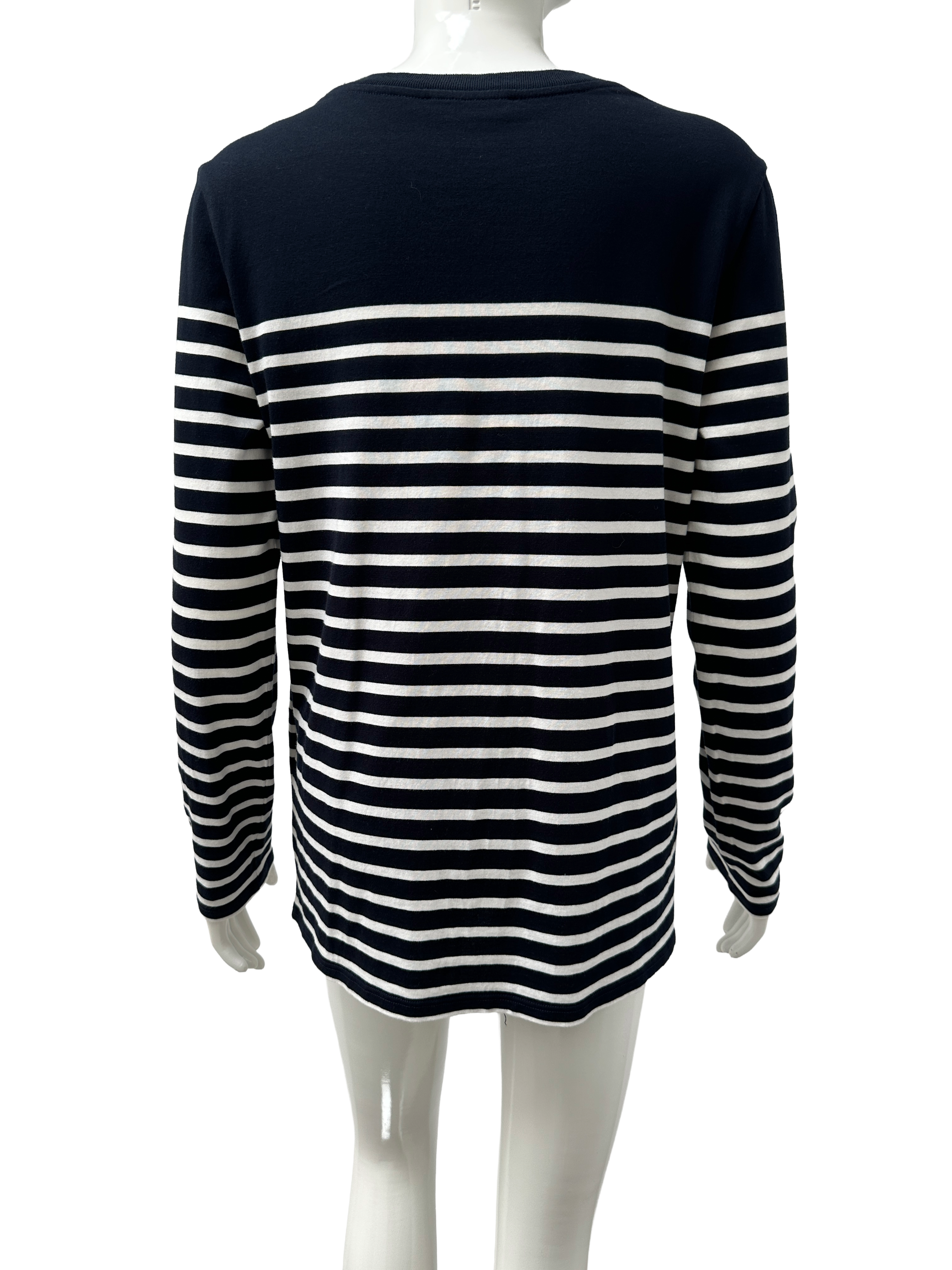Max Mara navy & white striped cotton long sleeve top - size M