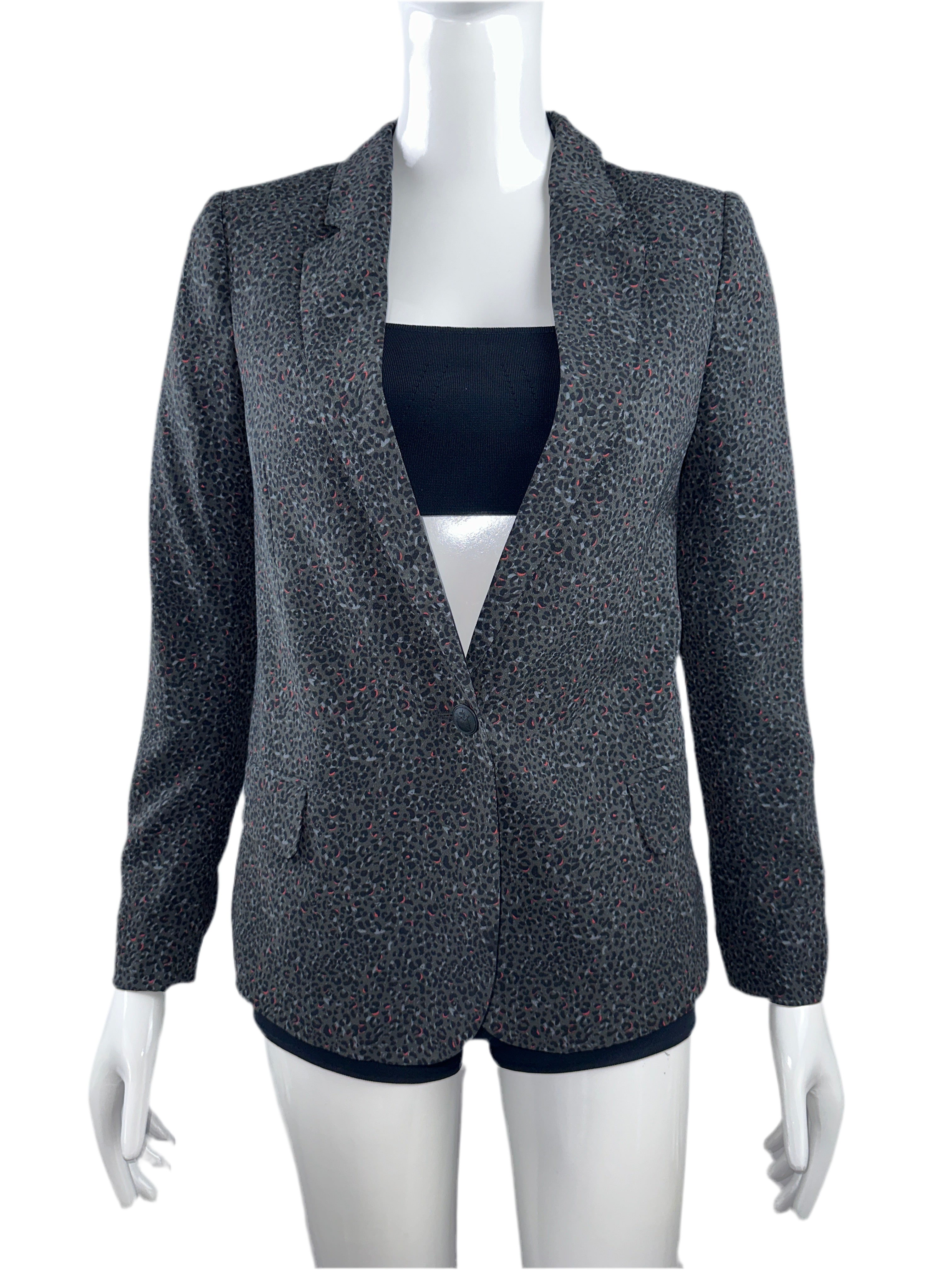 IKKS grey leopard print jacket - size 34