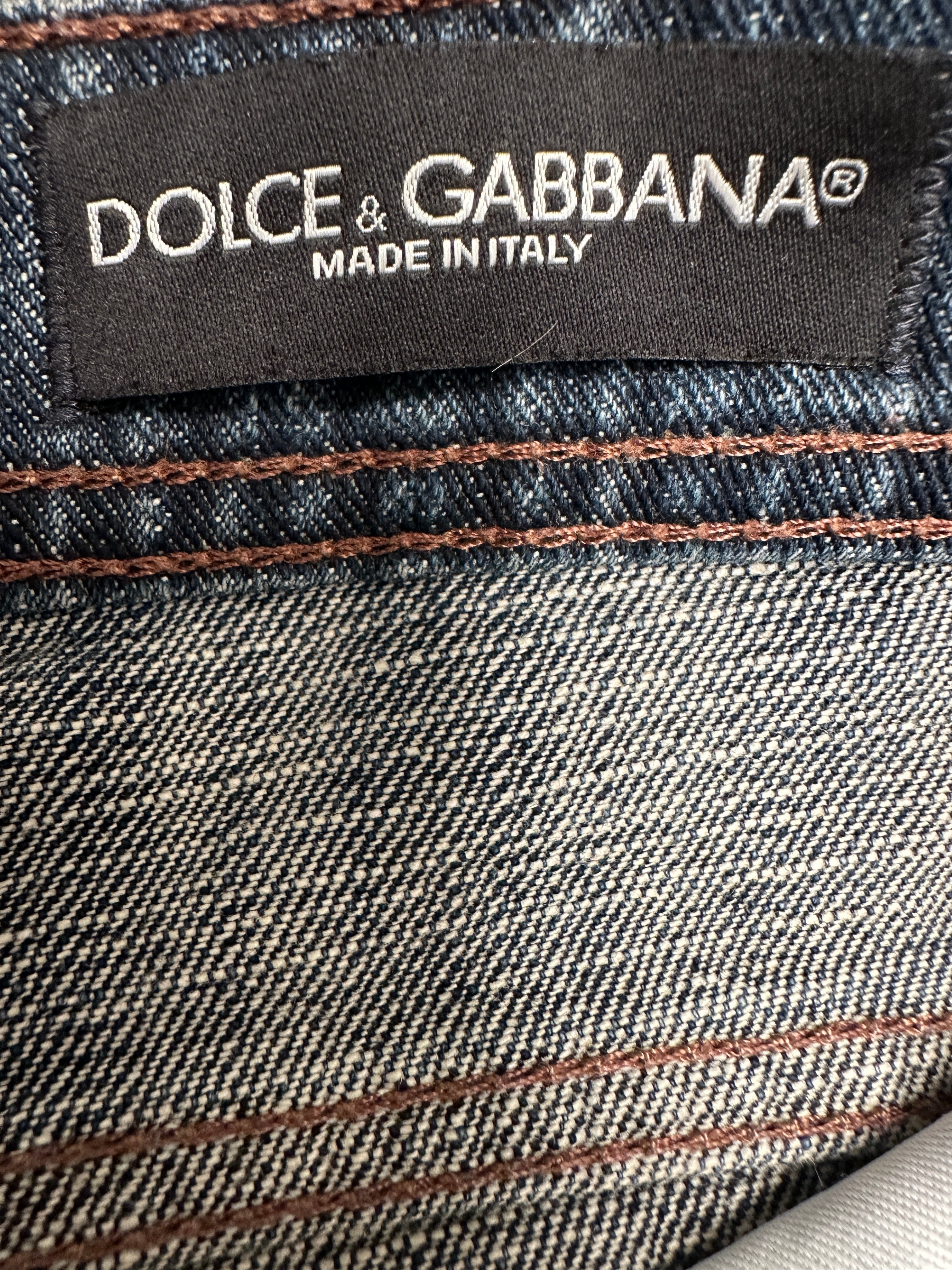 Dolce & Gabbana denim jeans with leather details - size 36
