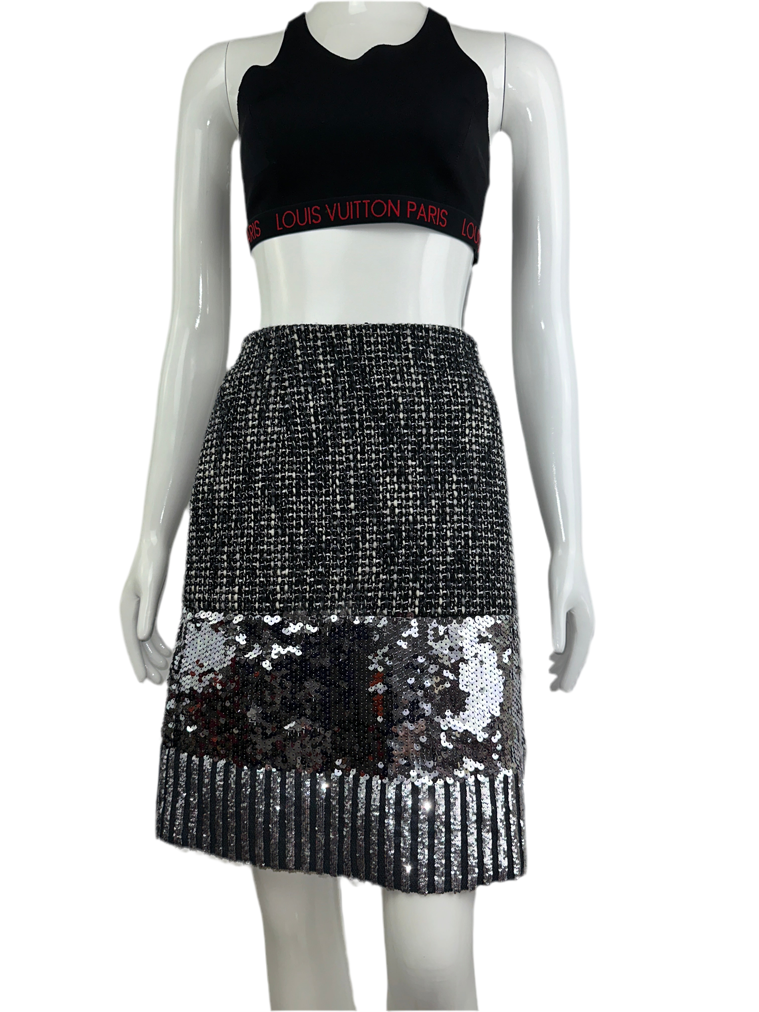 Dior tweed-effect skirt, sequins and stripes - size 34