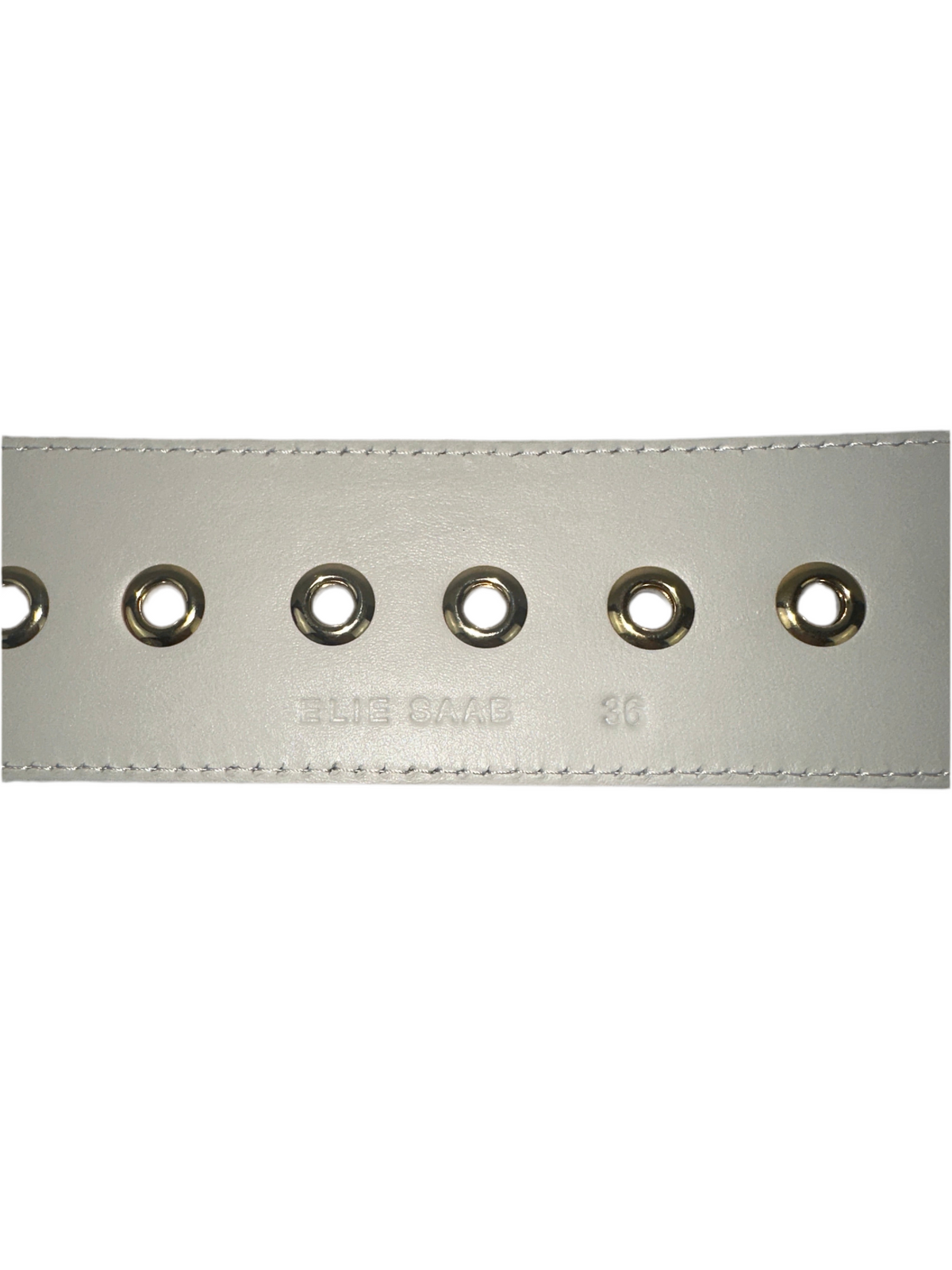 Elie Saab white belt with gold eyelets