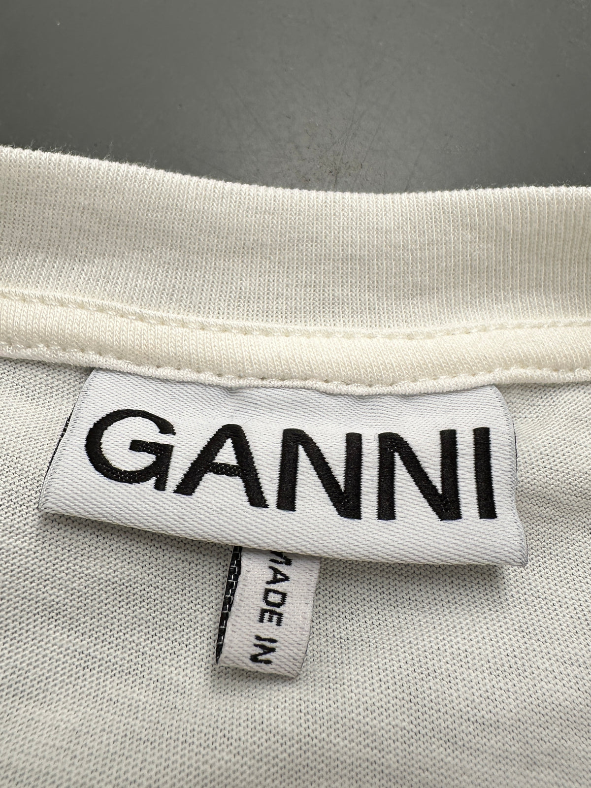 Ganni white tee-shirt with grey details - size 38