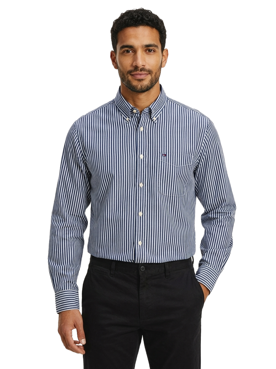 Tommy Hilfiger navy & white striped button-down shirt - size XL